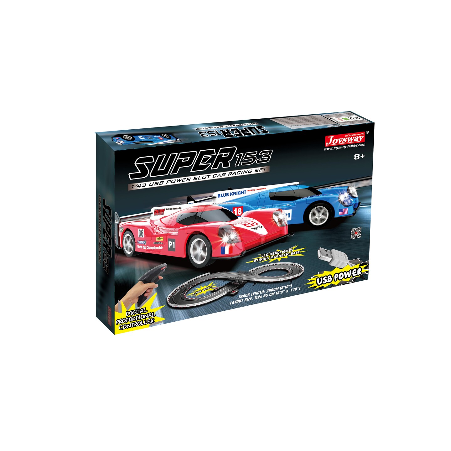 JOYSWAY Super 153 USB Power Slot Car Racing set