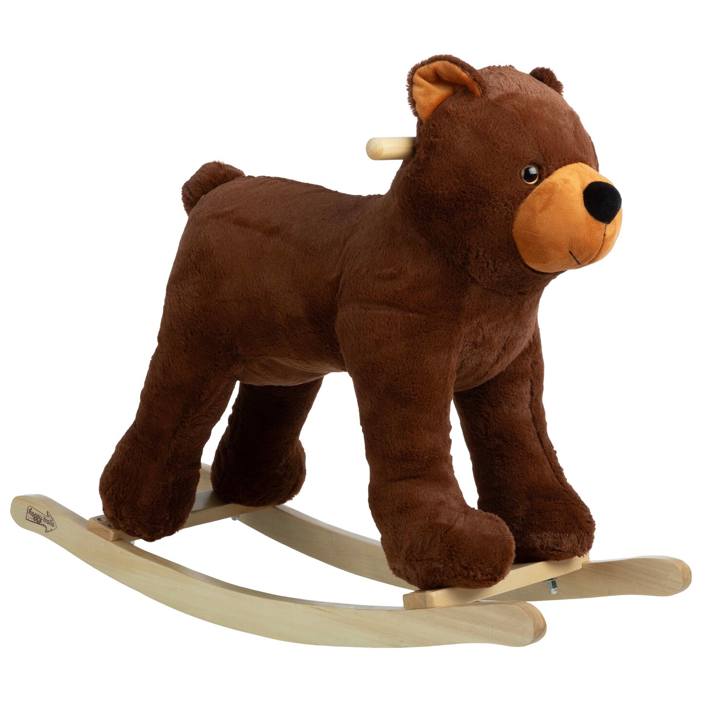 Plush Bear Rocking Horse Wooden Ride On Toy For Toddlers Ages 3 And Up Brown