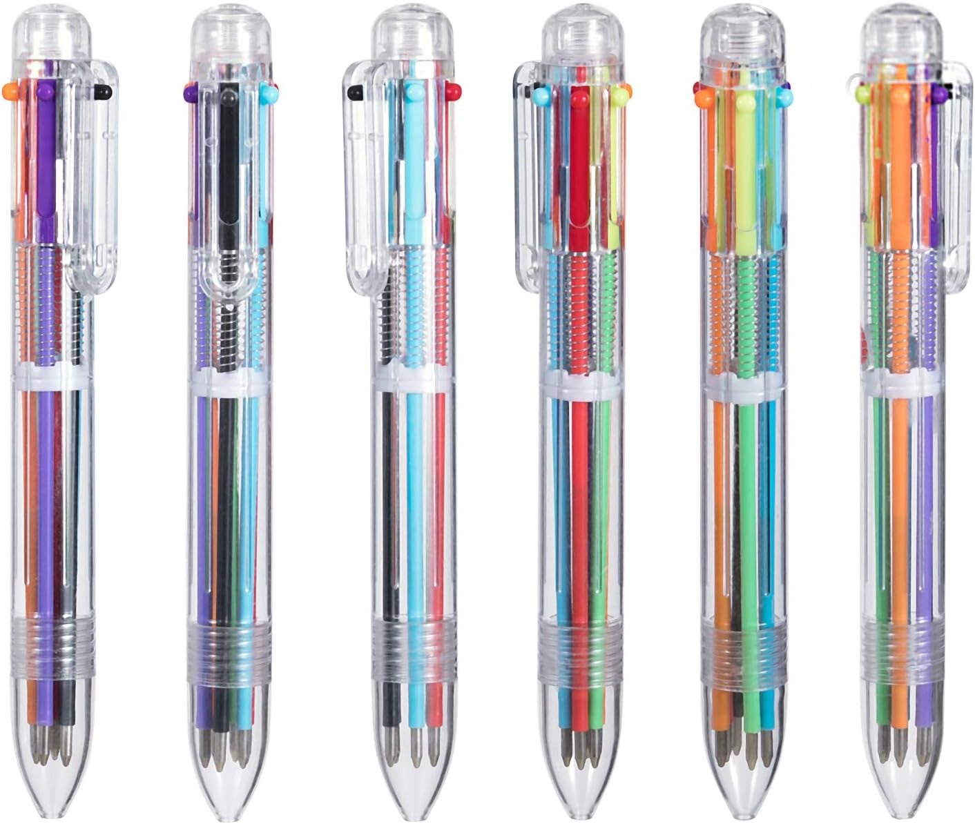 6 Pack 0.5Mm 6-In-1 Multicolor Ballpoint Pen,6-Color Retractable Ballpoint Pens for Office School Supplies Students Children Gift,Kids Party Favors (6)