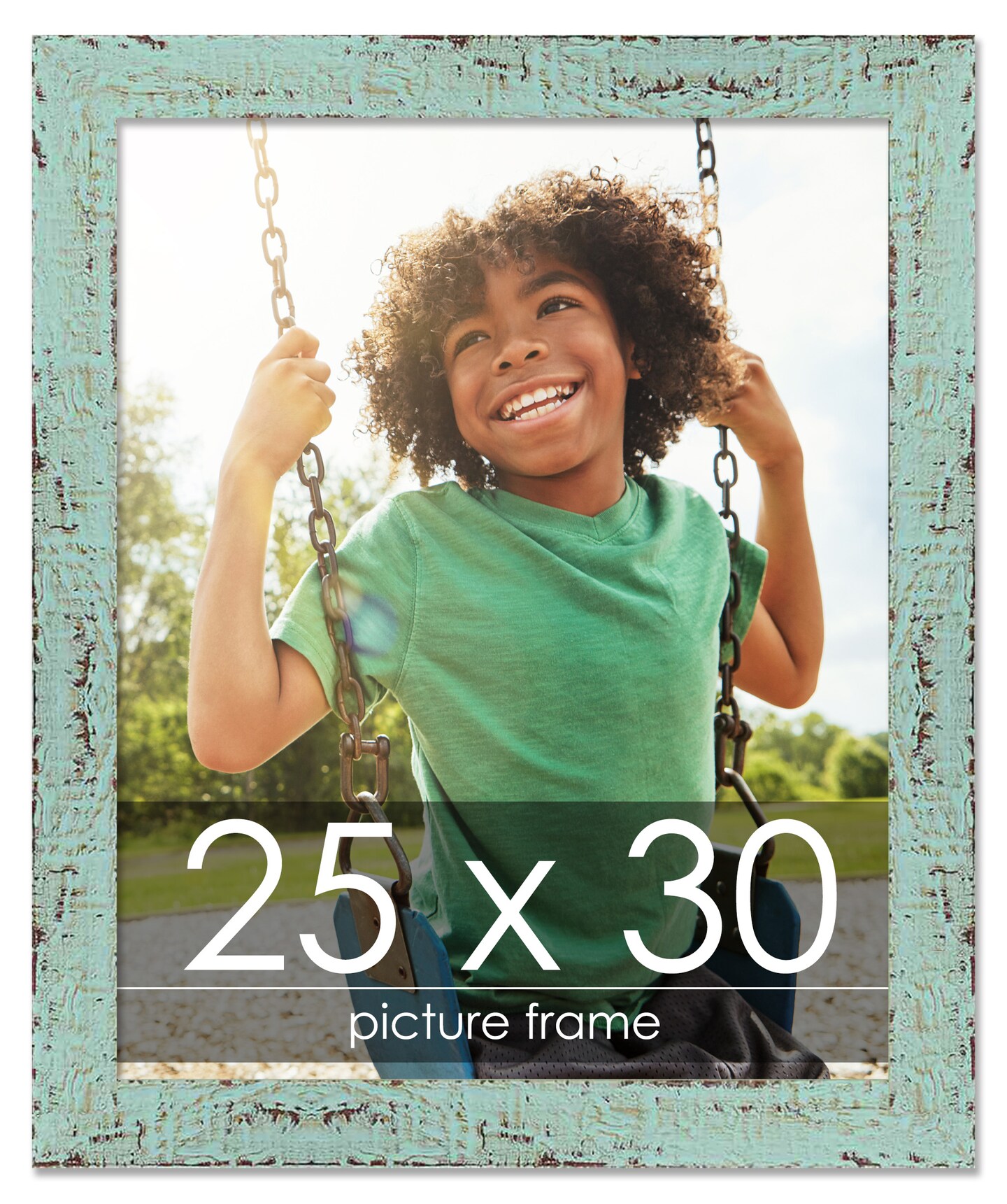 Shabby Chic Green Picture Frame - UV Acrylic, Foam Board Backing, Hanging Hardware