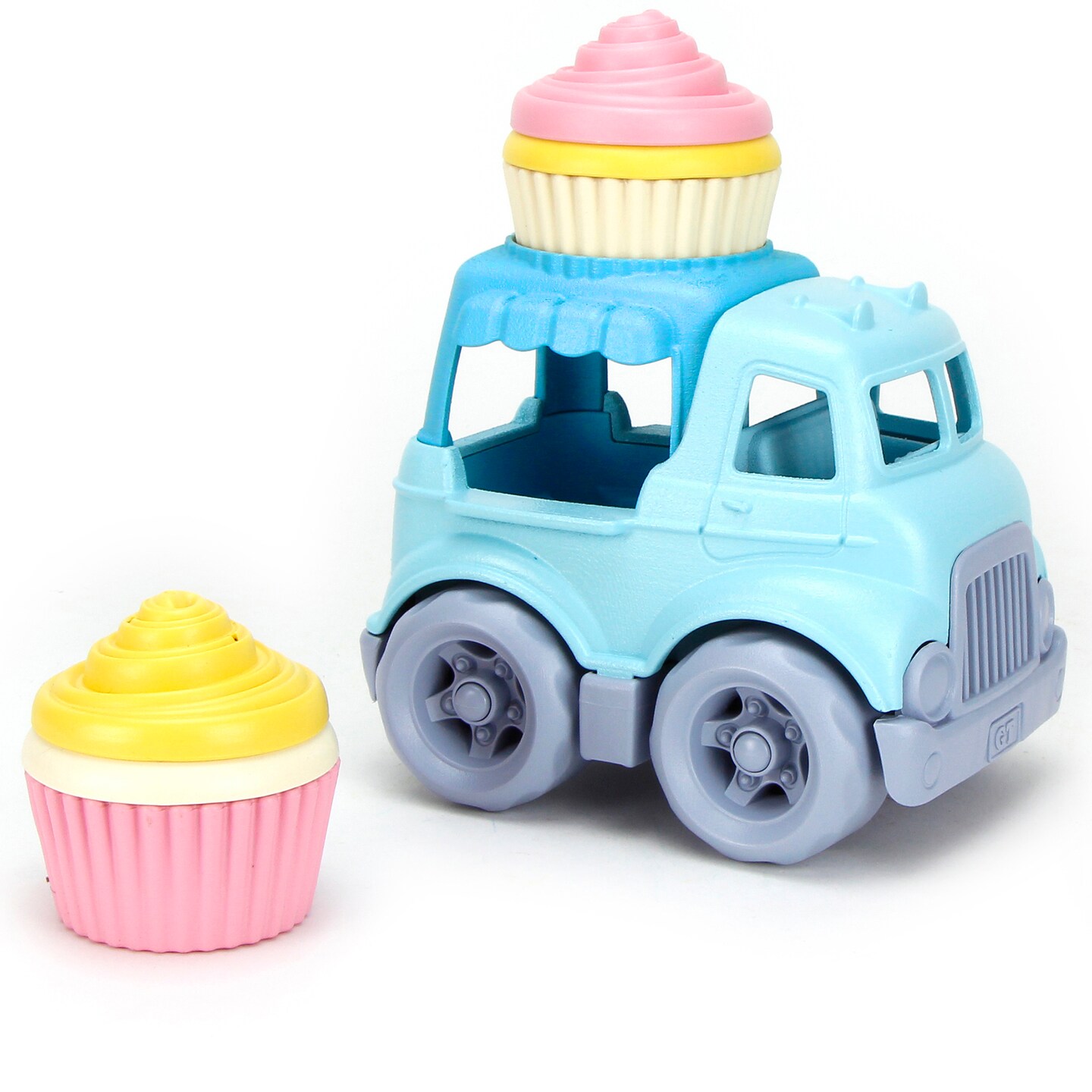 Green Toys: Cupcake Truck - Blue - Pretend Play Dessert Toy Vehicle, 2 Cupcakes To Assemble &#x26; Transport, Recycled Material, Kids &#x26; Toddlers Ages 2+