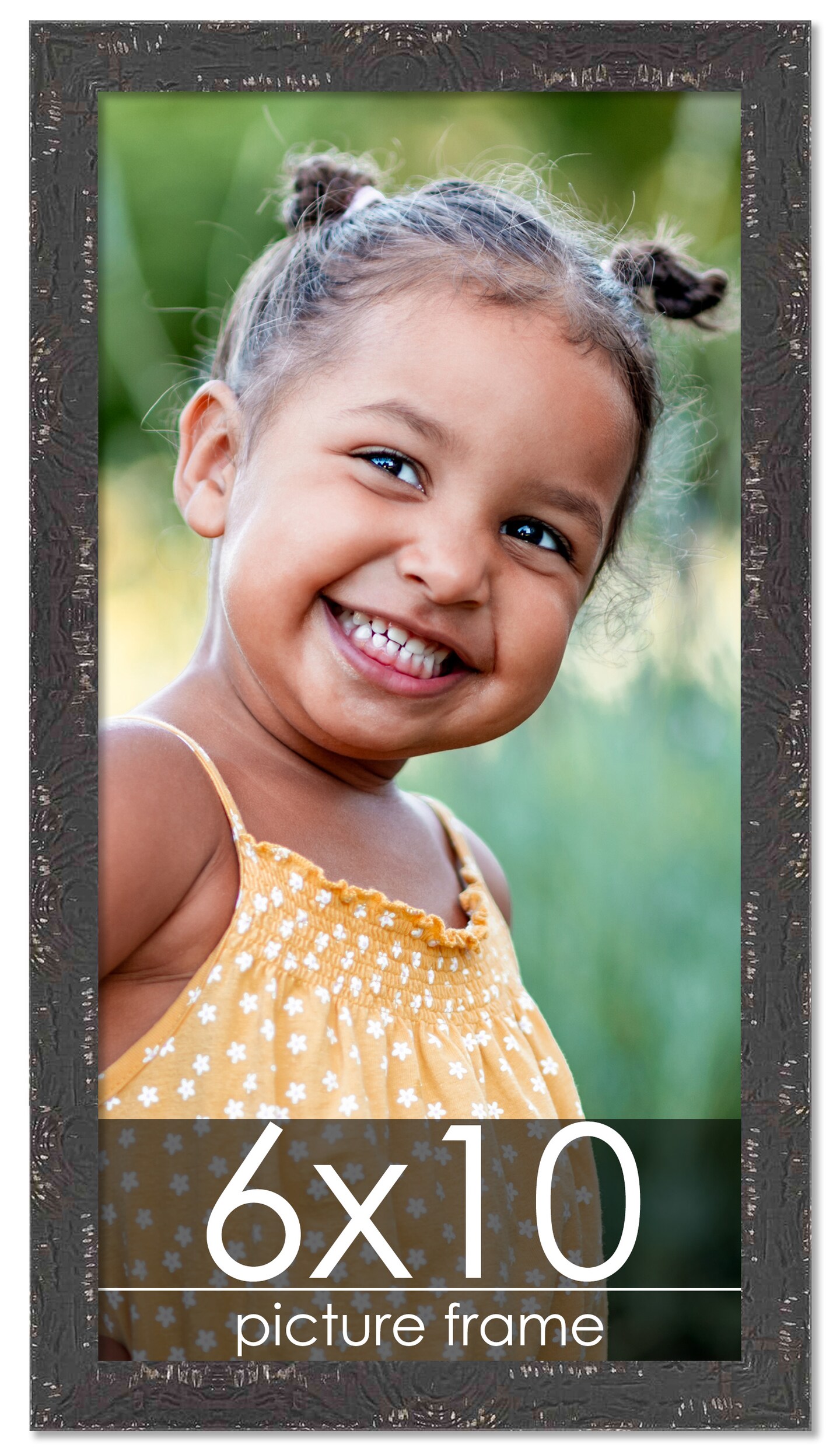 Photo Size Shabby Chic Black Picture Frame - UV Acrylic, Foam Board Backing, Hanging Hardware