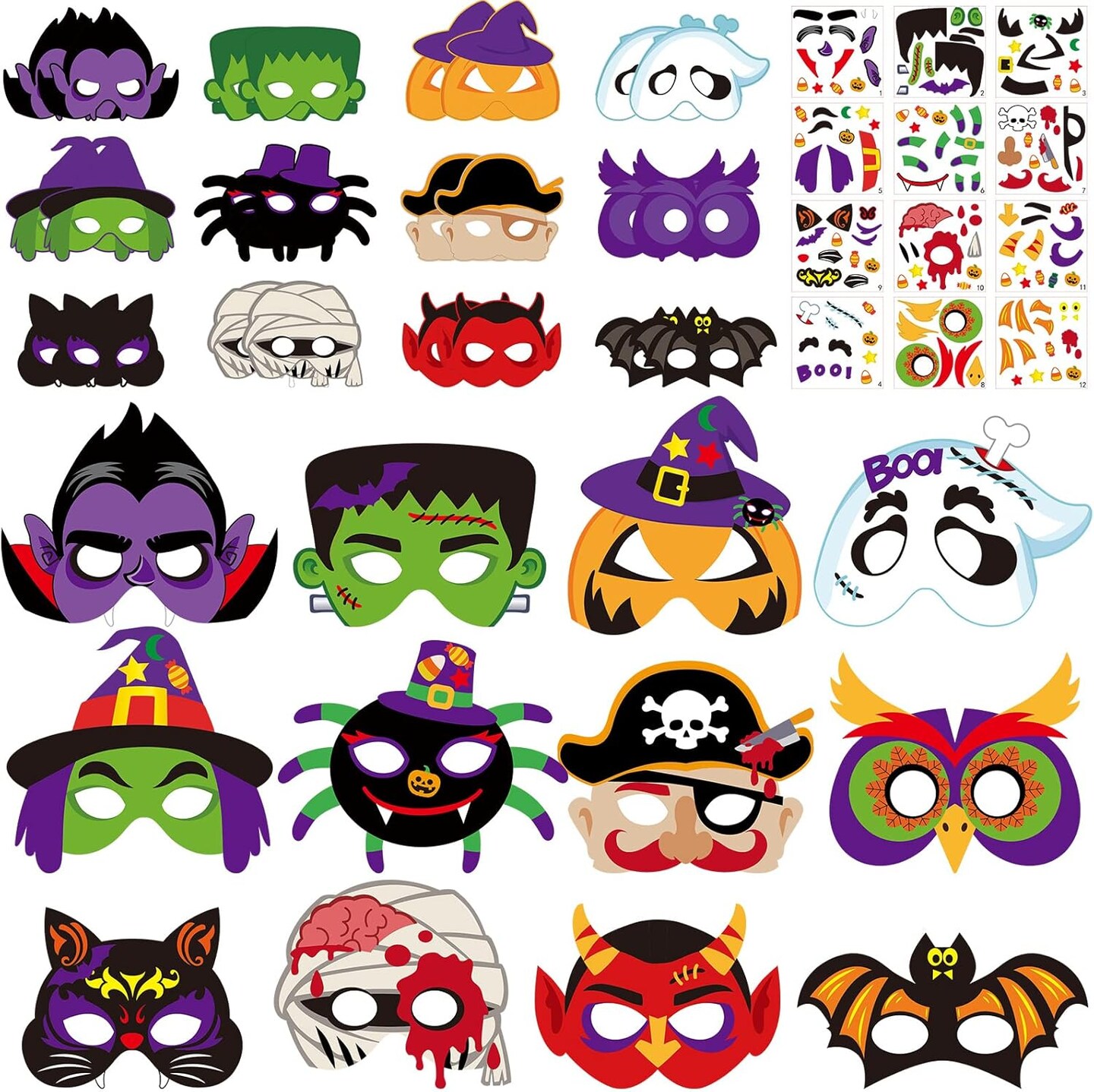 Halloween Mask Craft Pumpkin Witch Bat Pirate