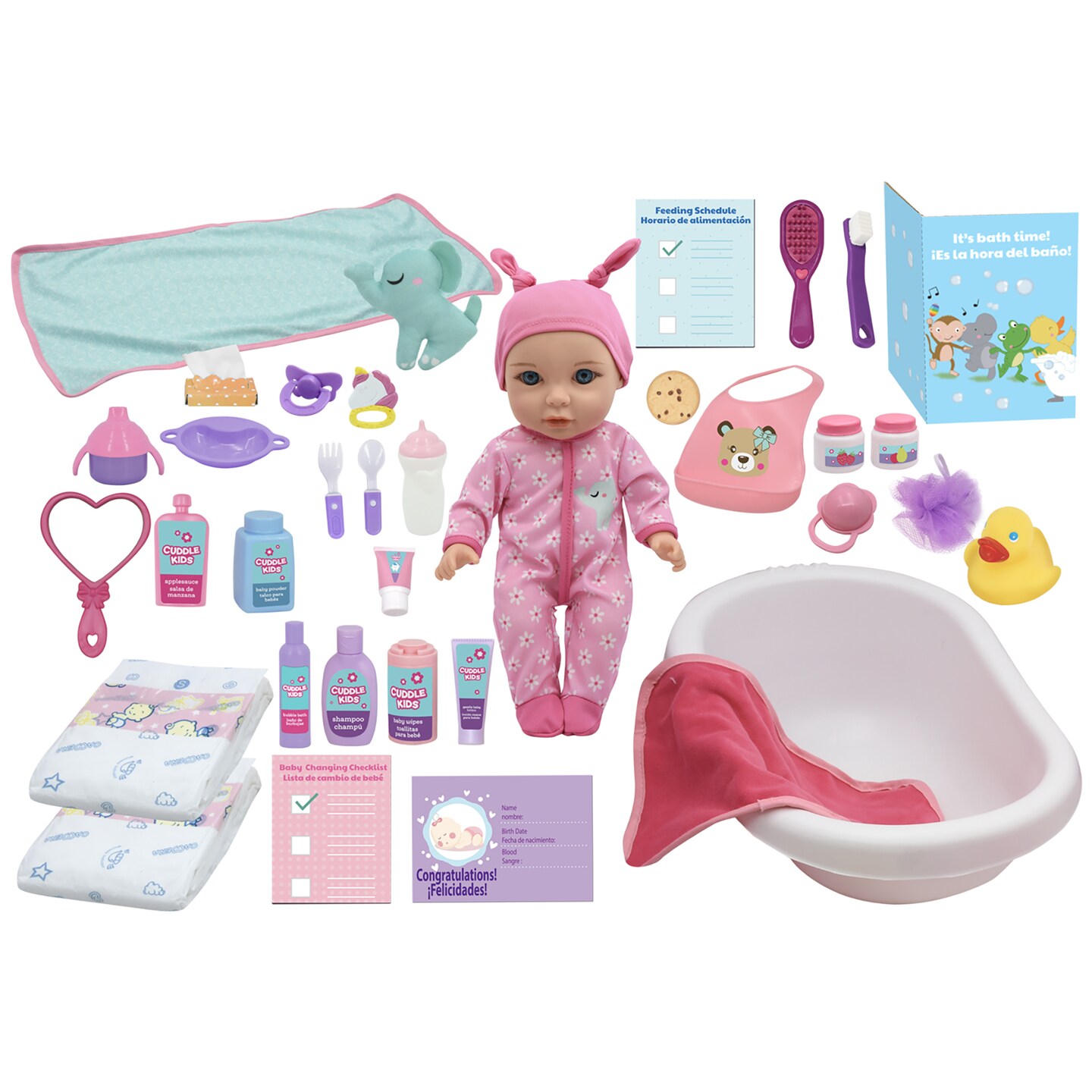 Little Darlings Baby Doll Feed &#x26; Care Deluxe Playset w/ 15in Baby Doll &#x26; 35 Accessories