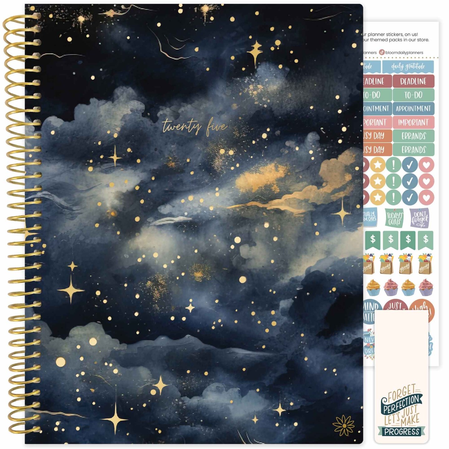 bloom daily planners 2025 Soft Cover Planner, 8.5&#x22; x 11&#x22;, Midnight Sky