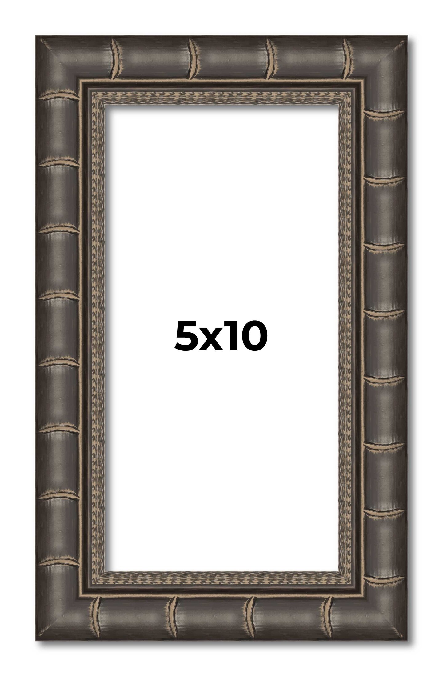 5x10 Modern Bamboo Picture Frame with UV-Resistant Acrylic & Acid Free Backing, Available in 5 Finishes - Gold, Silver, Brown, Black, and Natural