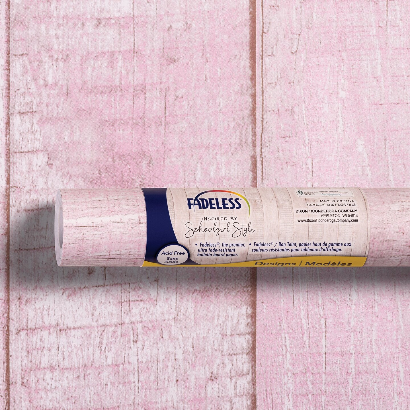 Schoolgirl Style Bulletin Board Paper, 48&#x22; x 12&#x27;, Southern Charm in Pink, 4 Rolls