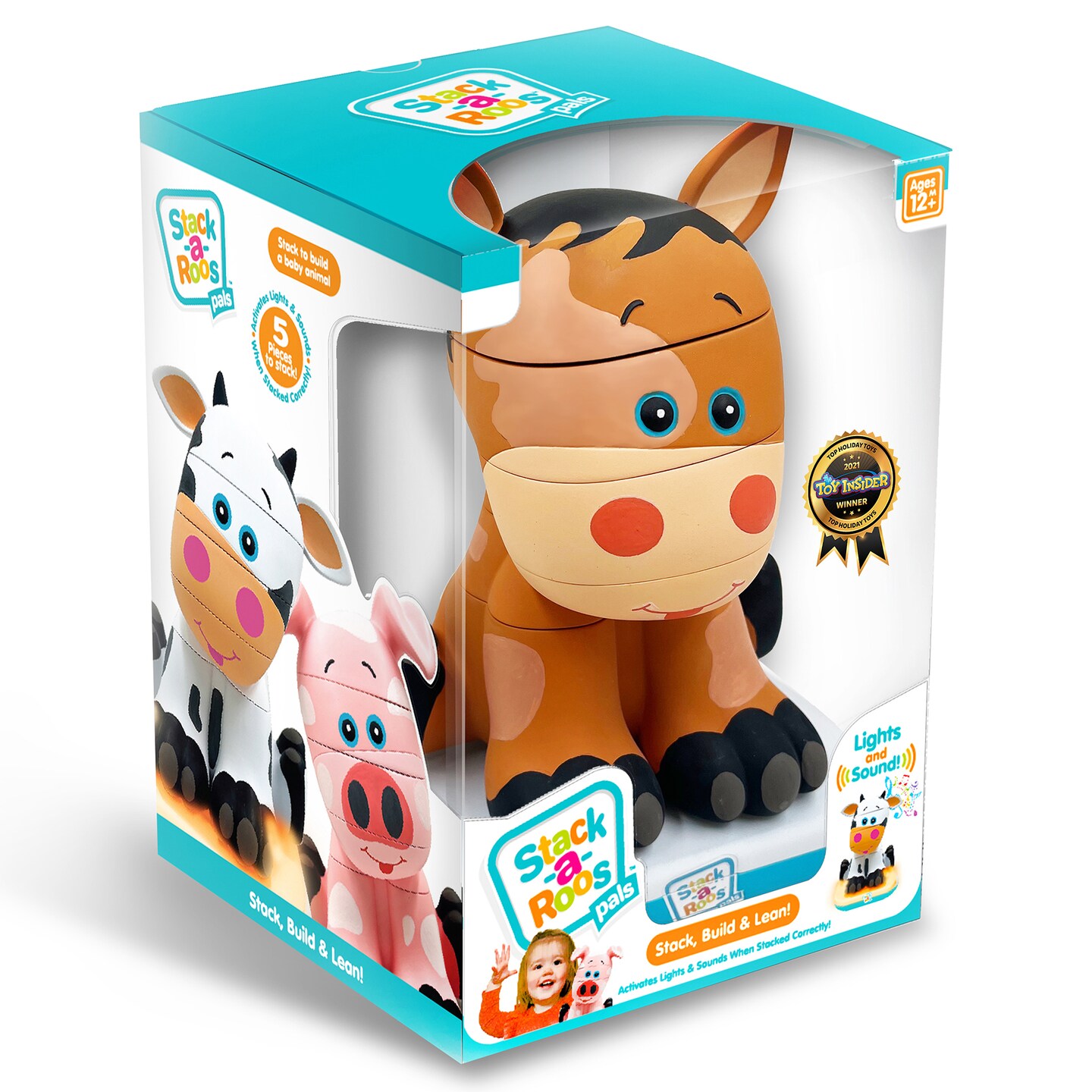 Stack-a-Roos Pals: Baby Horse - Lights &#x26; Sounds, Ages 12+ Months, 5 Piece Stacking Animal Tower, Nesting STEM Toy For Toddlers, Counting &#x26; Stacking, Stimulates Fine Motor Skills &#x26; Sensory Development, Boys &#x26; Girls, Infant &#x26; Toddlers Toy