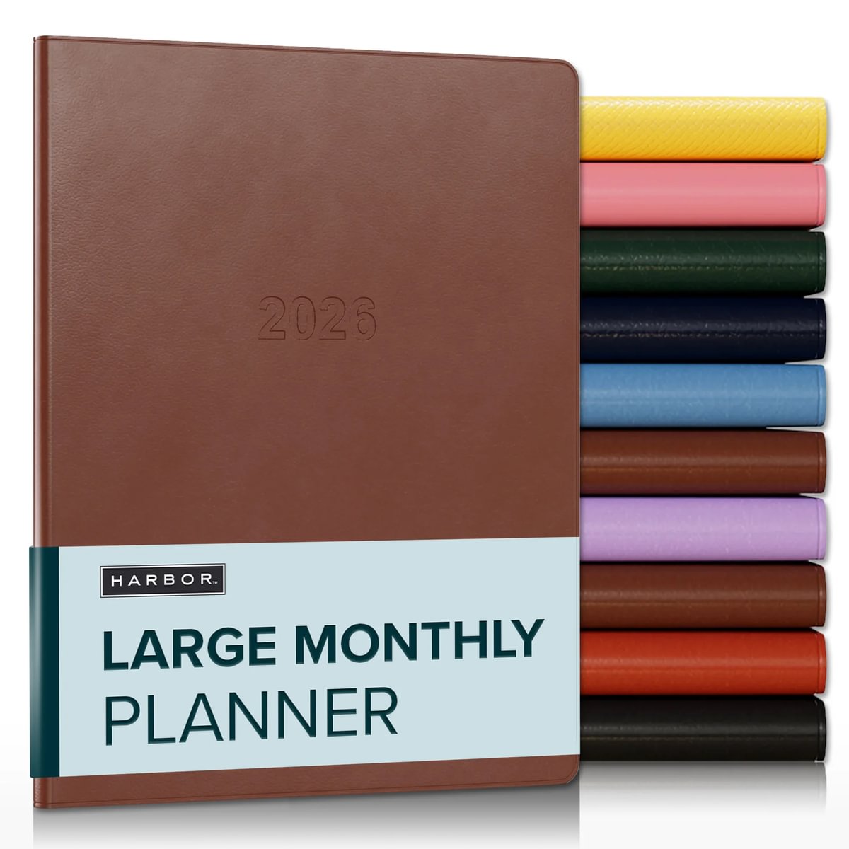 Harbor Large Monthly Planner 2026 - Calendar Planner and Notebook, Durable Faux Leather, 192 Pages, Softcover & Book Bound - 9.75 x 7.5 "