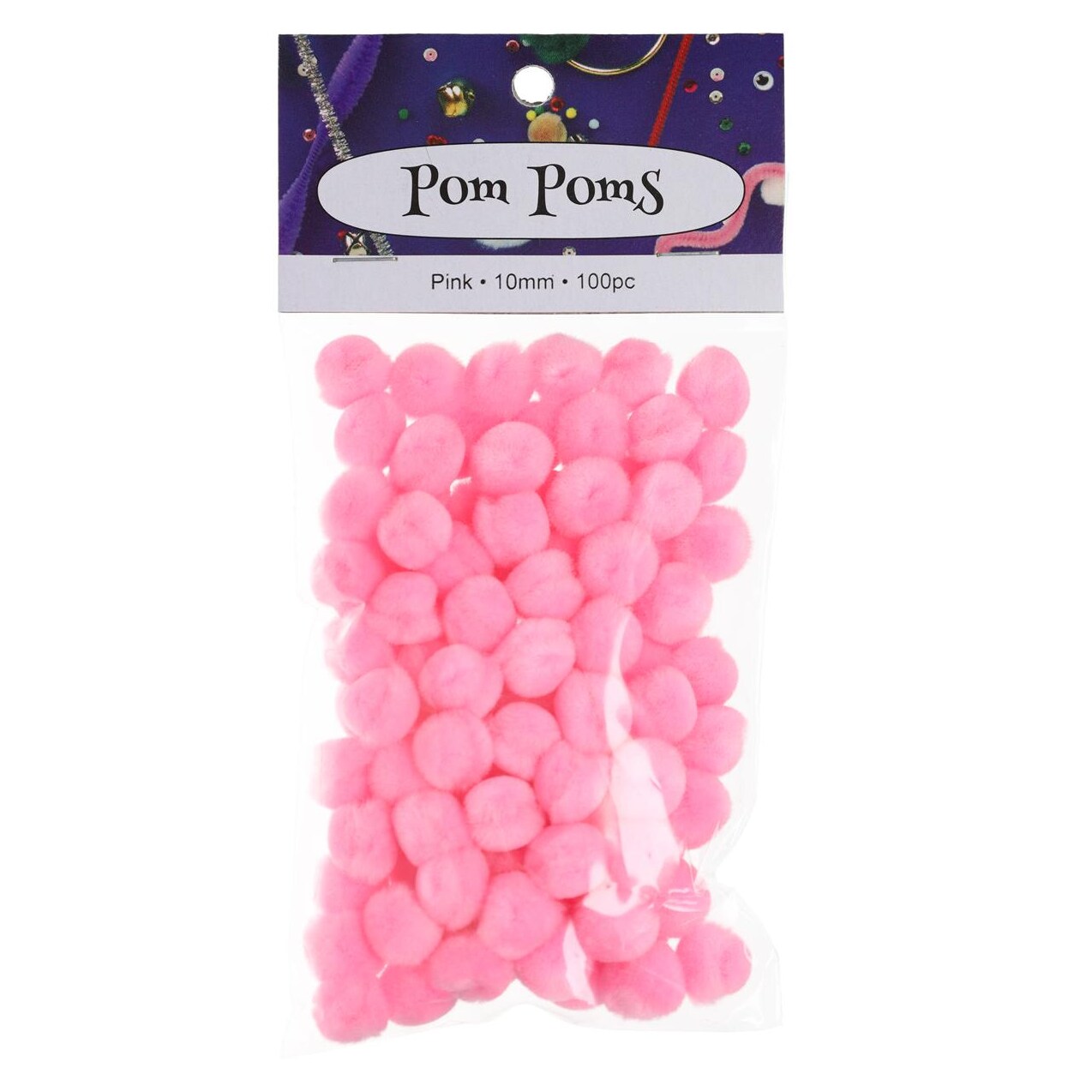 PA Essentials Pom Pom Balls 10mm 100pc Pink &#x2013; Arts and Crafts Supplies, Puff Balls for DIY Projects, Pompoms for Crafting, Pom Pom Decorations, Kids Craft Accessories