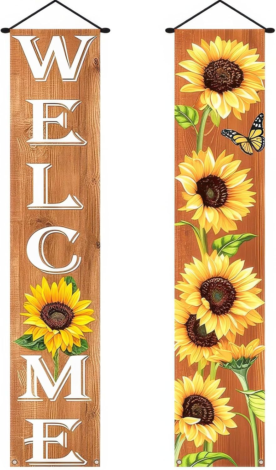 Welcome Spring Floral Porch Sign Sunflower Banner Door Sign Decorations Hanging Door Banner Spring Decorations for Front Door Indoor Outside Home Yard Porch Wall Decor