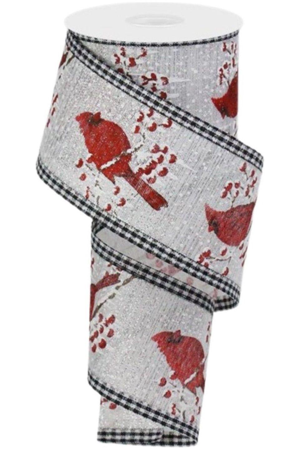 2.5&#x22; Cardinal Gingham Check Ribbon: Silver (10 Yards)