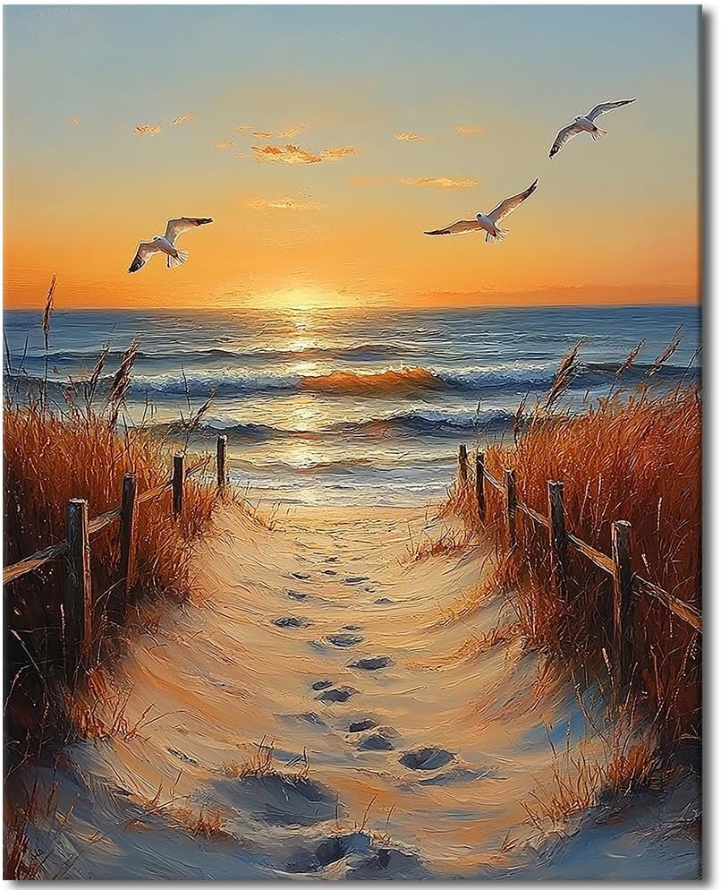 Paint-by-Number Kits Ocean with Seagulls Painting Kits