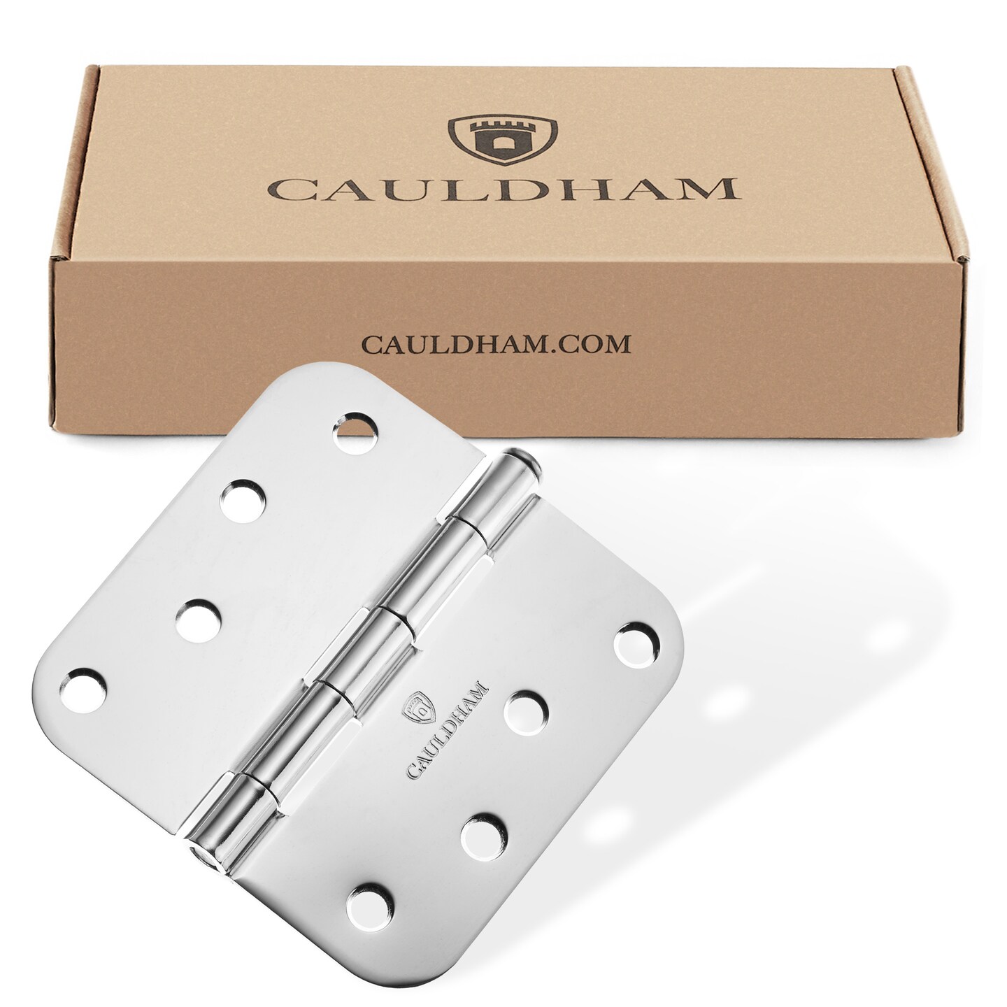 Cauldham Heavy-Duty 4" Interior Door Hinges with 5/8" Radius Corners - Polished Chrome