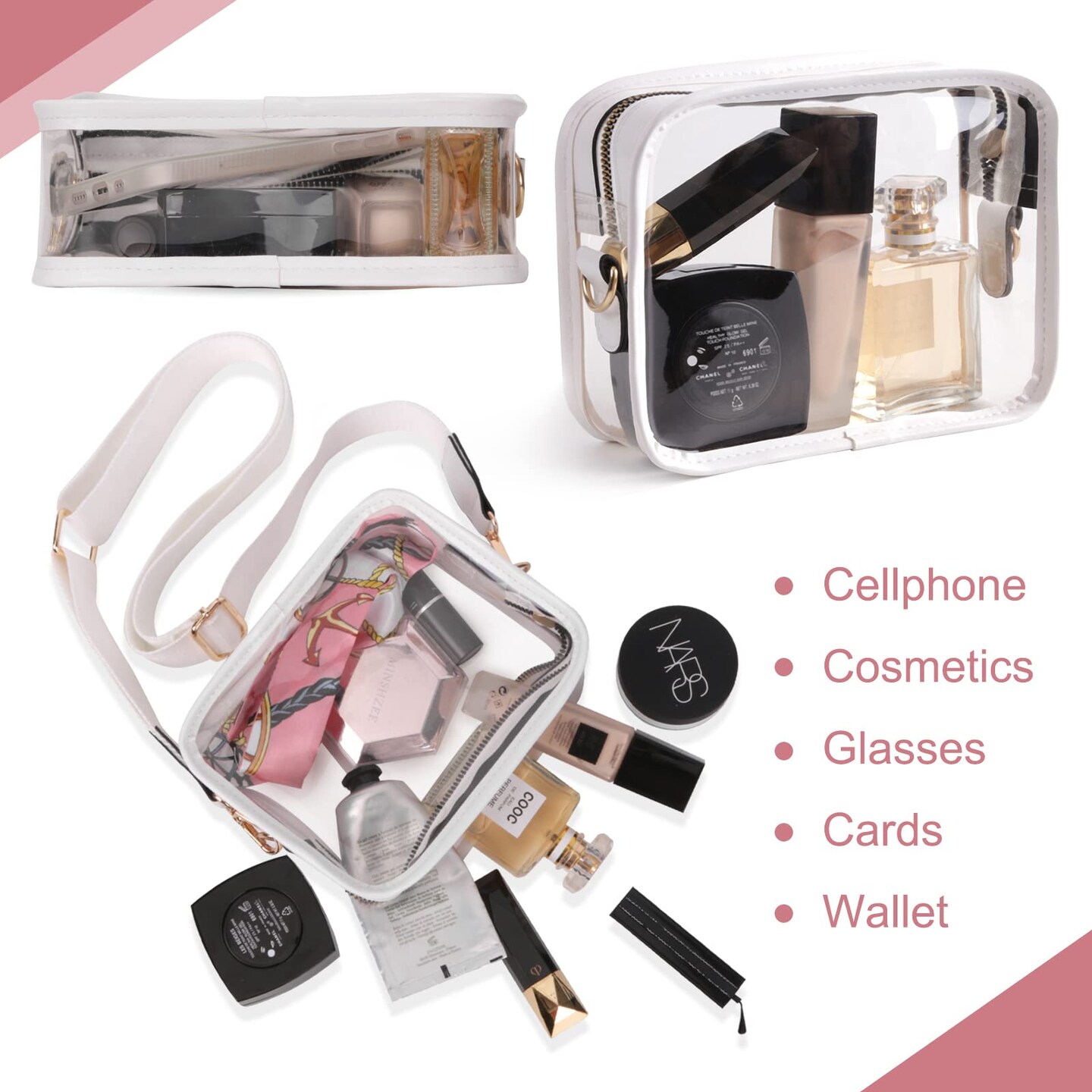 Clear Bag Stadium Approved Purse Concert Crossbody Sports Events PVC Shoulder Clutch