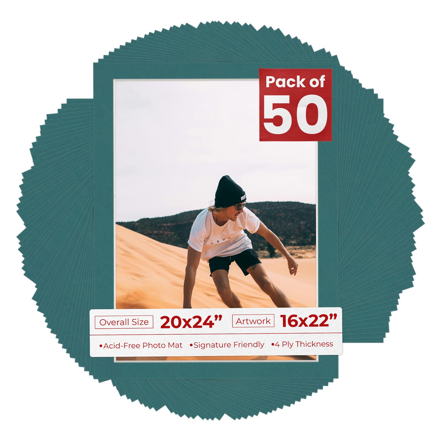 Everglade Green Mat Board for 20x24 Frames - Fits 16x22 Photos