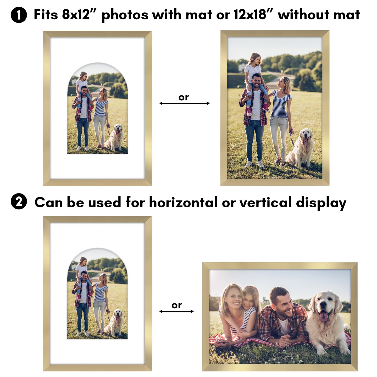 Americanflat Picture Frame with Arch-Shaped Mat - Ideal for Any Room, Living Rooms, Dorm Room