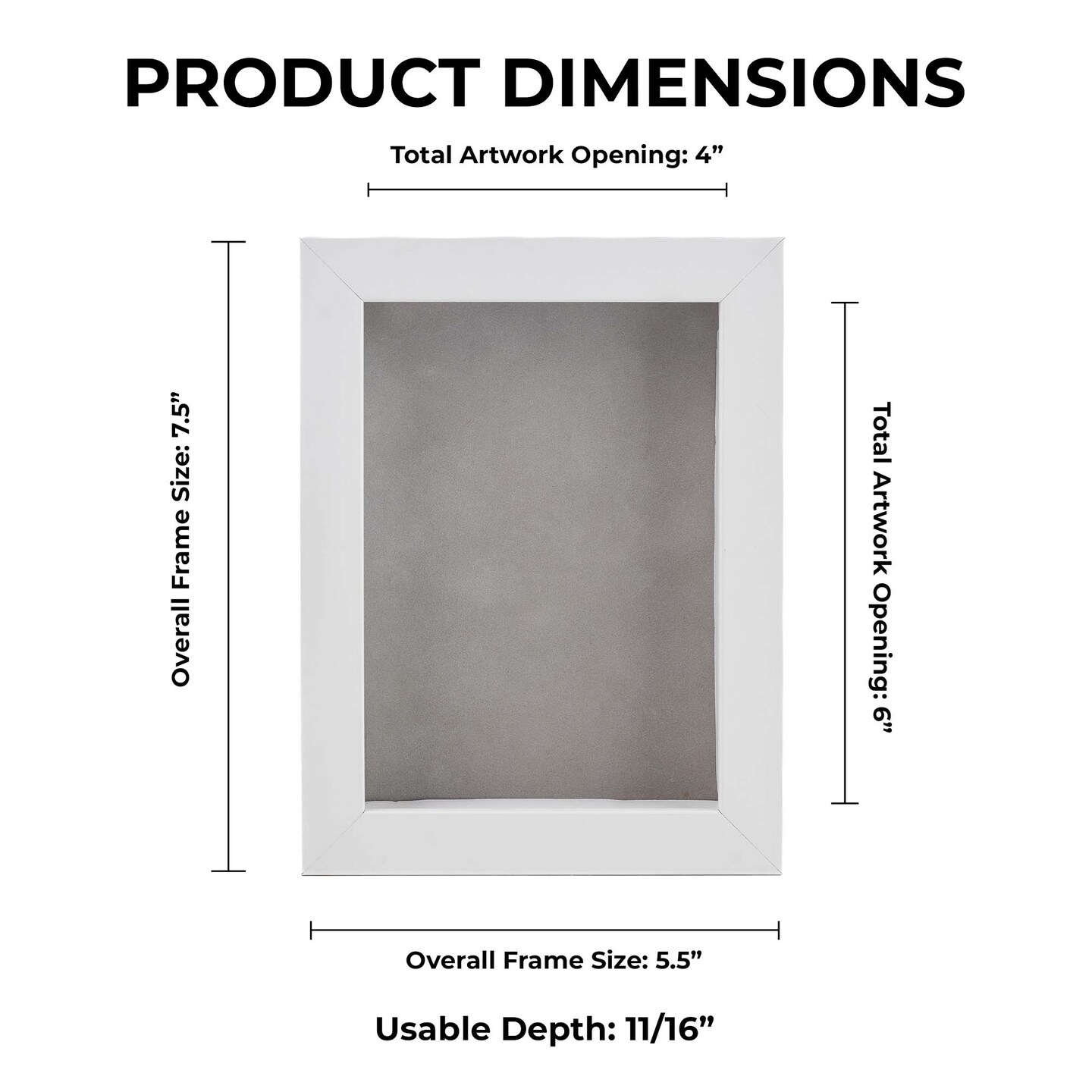 Classic White Wood Shadown Box Frame with Acrylic Front - Light Brown Suede Backing, 30 Sizes