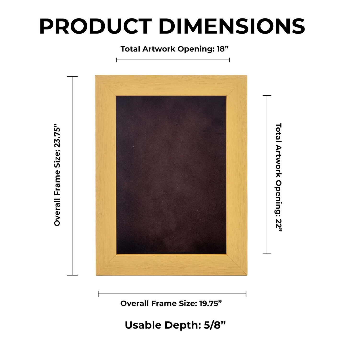 Classic Natural Wood Shadow Box Frame with Acrylic Front - Brown Suede Backing, 30 Sizes