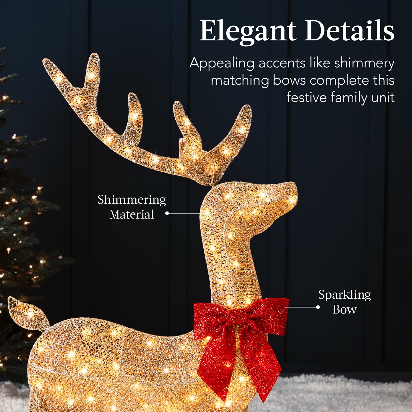 Best Choice Products 4ft 3-Piece Lighted 2D Christmas Deer Set Outdoor Yard Decoration w/ 175 LED Lights, Stakes