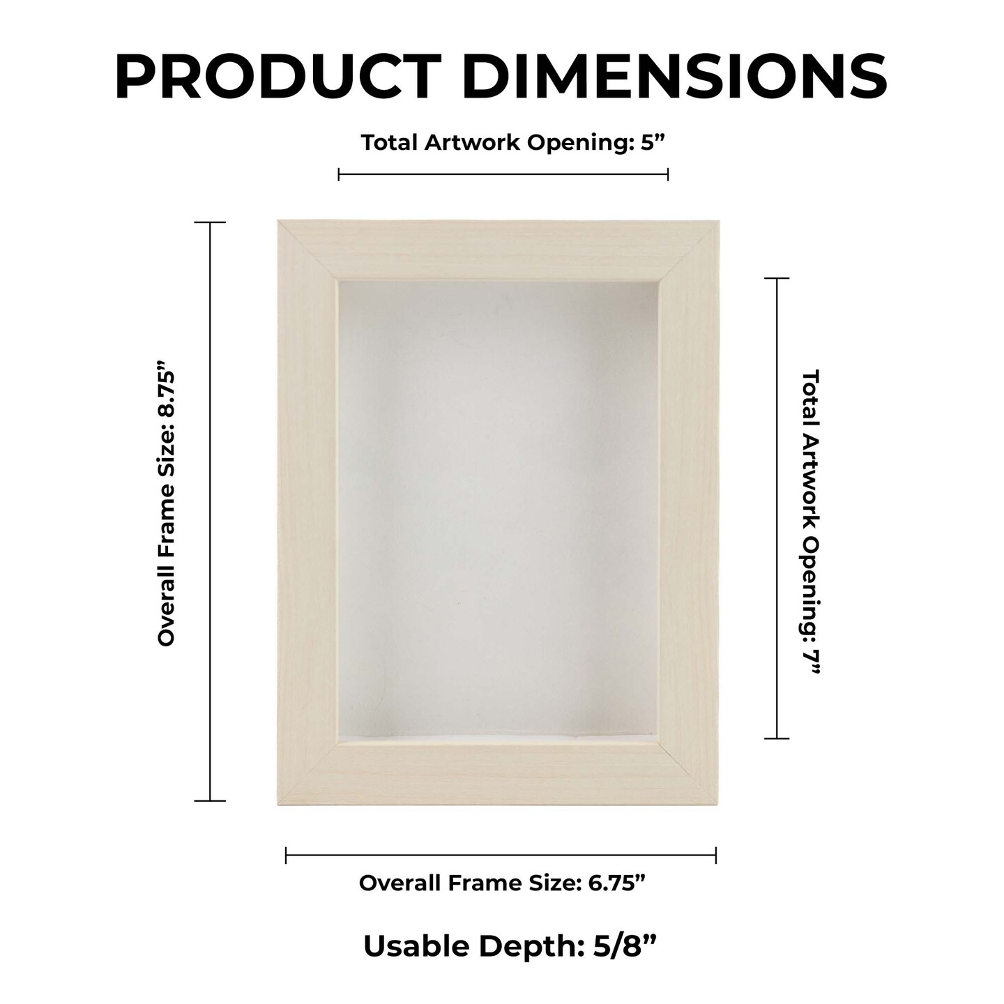 Natural Whitewash Wood Shadow Box Frame with Acrylic Front - White Suede Backing, 30 Sizes