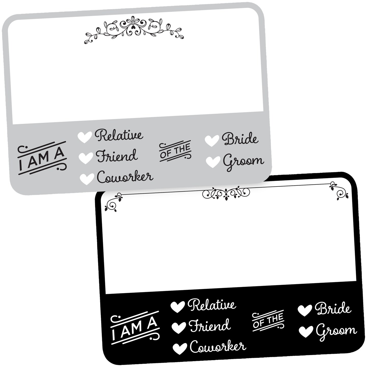 Avery Adhesive Name Tags, Wedding Guest, Black & Gray, 2-1/3" x 3-3/8", 80 Name Stickers (80023)