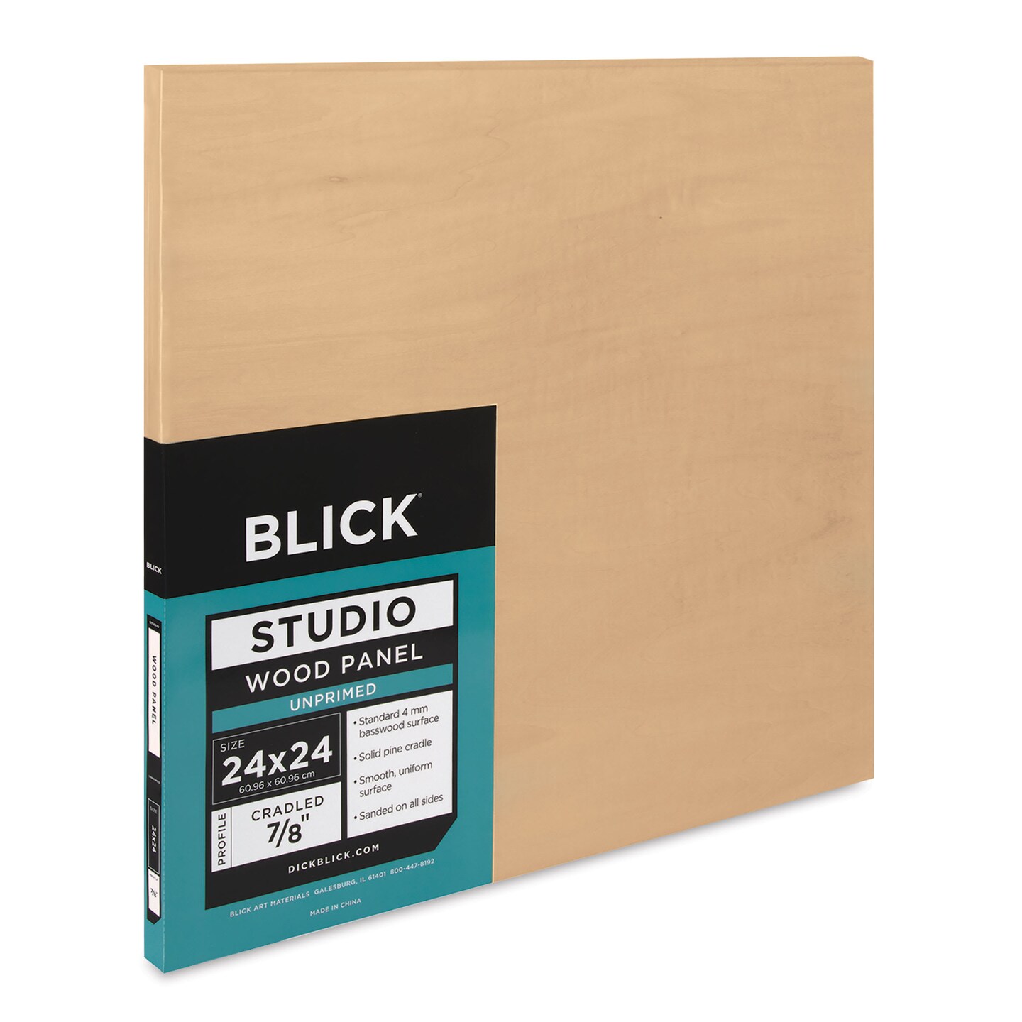 Blick Studio Artists' Wood Panel - Flat Cradle, 24" x 24", 7/8" Cradle