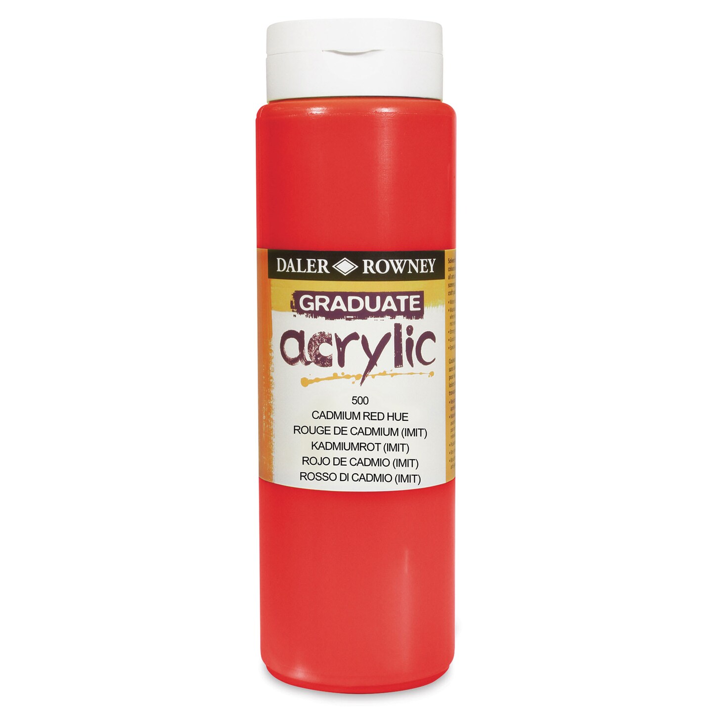 Daler-Rowney Graduate Acrylics - Cadmium Red Hue, 500 ml bottle