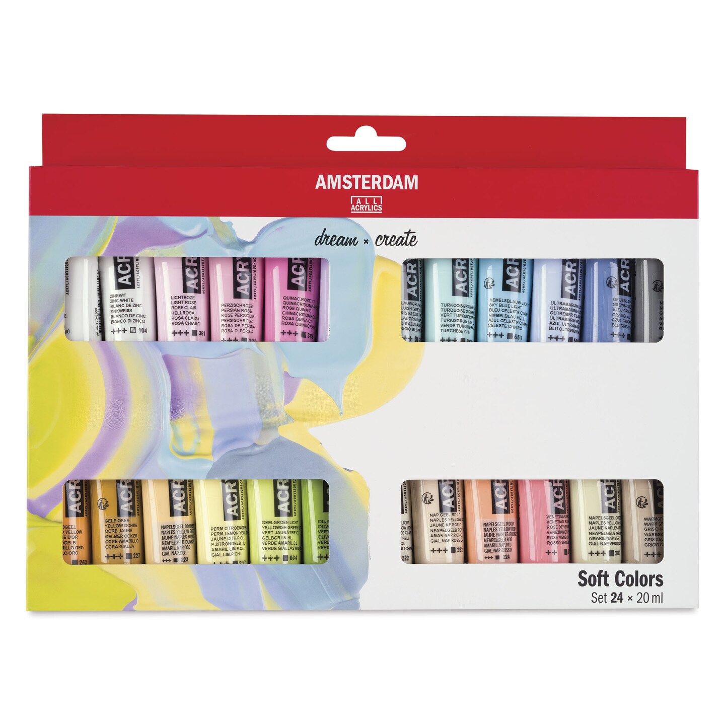 Amsterdam Standard Series Acrylic Paints - Set of 24, Pastel Colors, 20 ml Tubes
