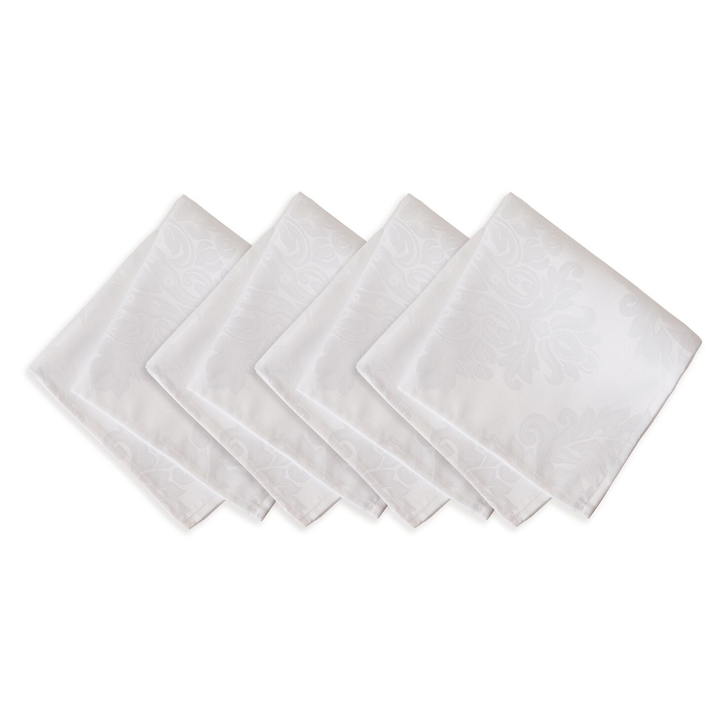 Threadmade Home Barcelona Jacquard Damask Napkin, Set of 4, White - 17"W x 17"L