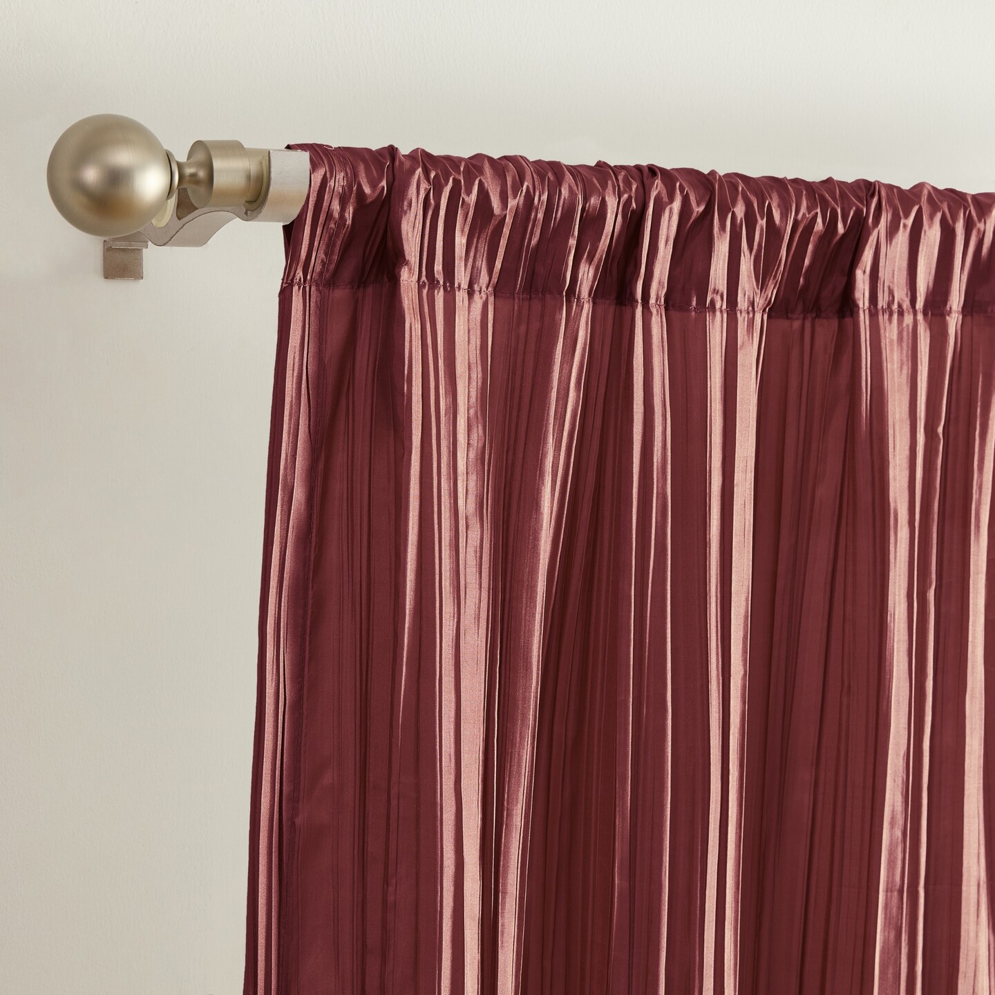 Threadmade Home Athena Faux Silk Window Curtain and Scarf Set, Red - 52"W x 84"L