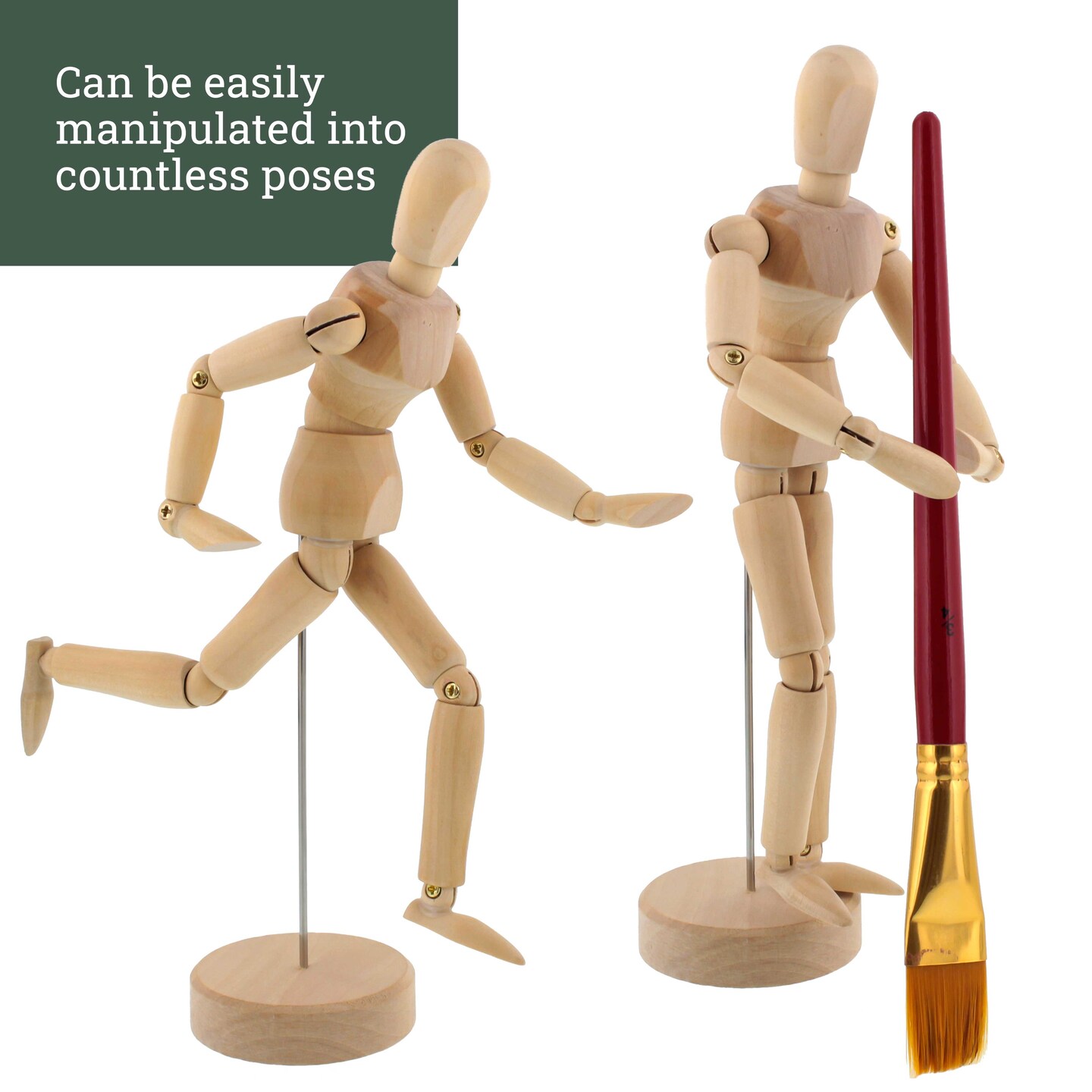 Wood Artist Drawing Manikin Articulated Mannequin with Base and Flexible Body - Perfect For Drawing the Human Figure (5&#x22; Male)