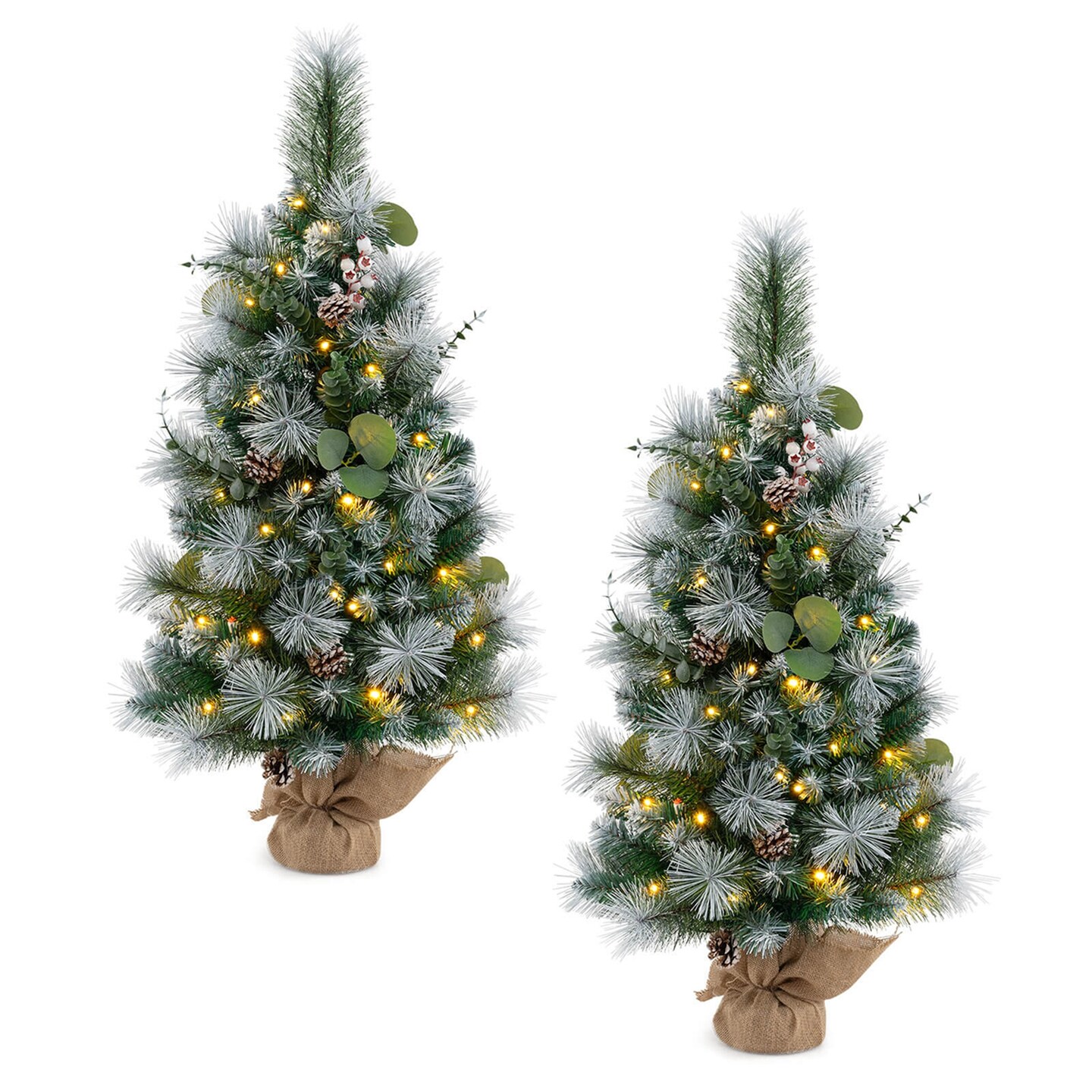 Costway 1/2 PCS 3 FT Artificial Christmas Tree with 98 Branch Tips Pine Needles Eucalyptus Leaves