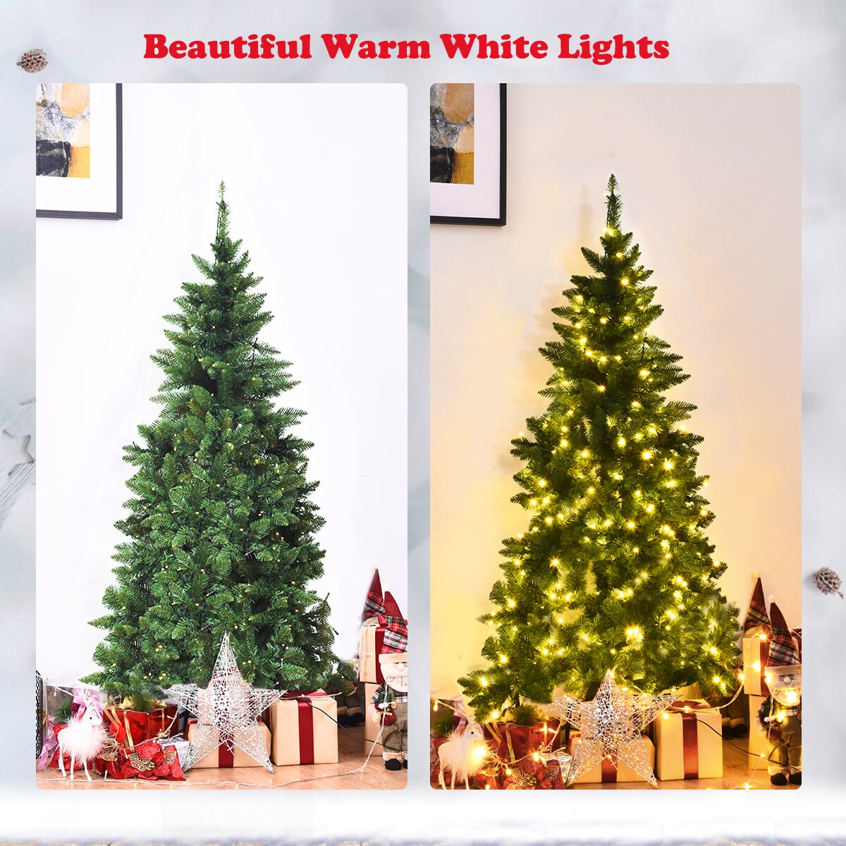 Costway 5ft Pre-lit PVC Artificial Half Christmas Tree 250 LED Lights