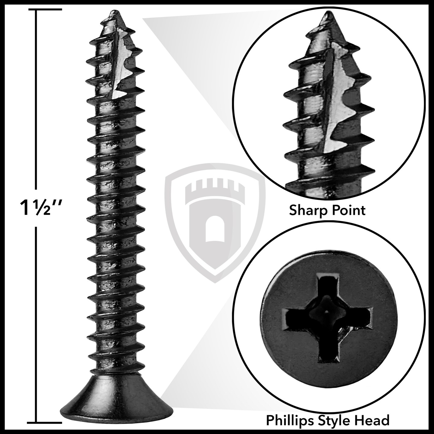 Cauldham Wood Screws #9 x 1-1/2 Inch for Door Hinges - 25 pack
