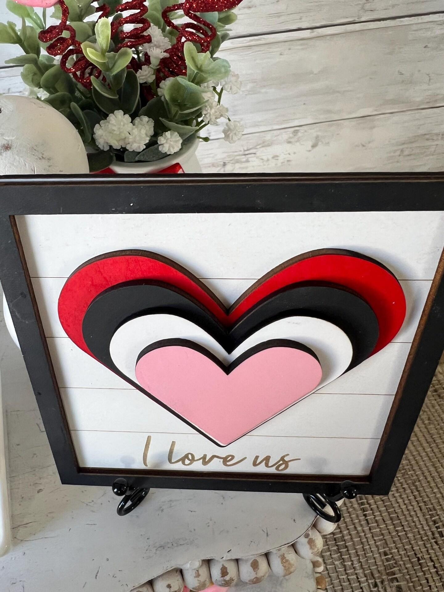 Mini Valentines 3d signs, Valentines Day tiered tray decor