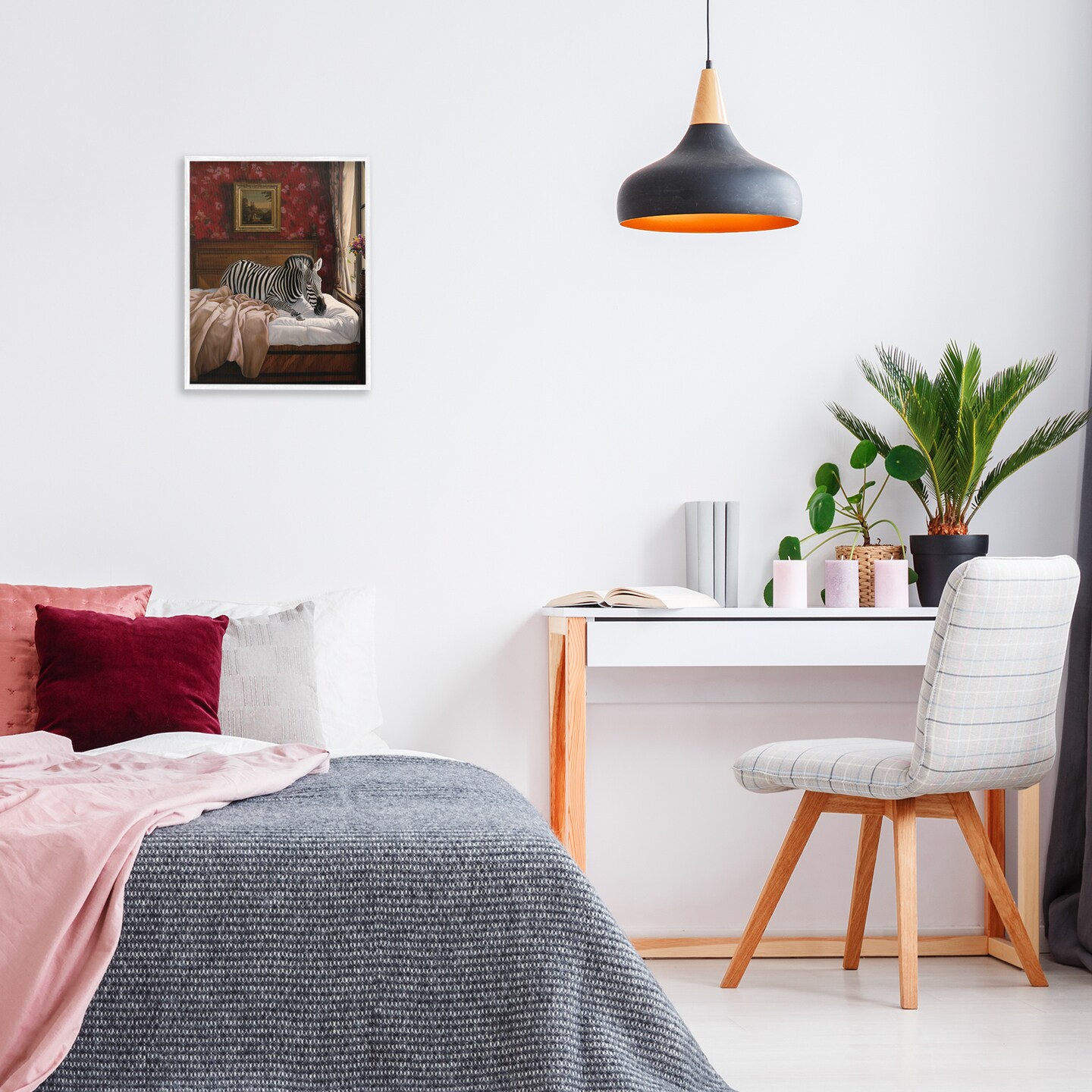 Stupell Industries Zebra on Regal Bed Framed Giclee Wall Art Design by Ziwei Li