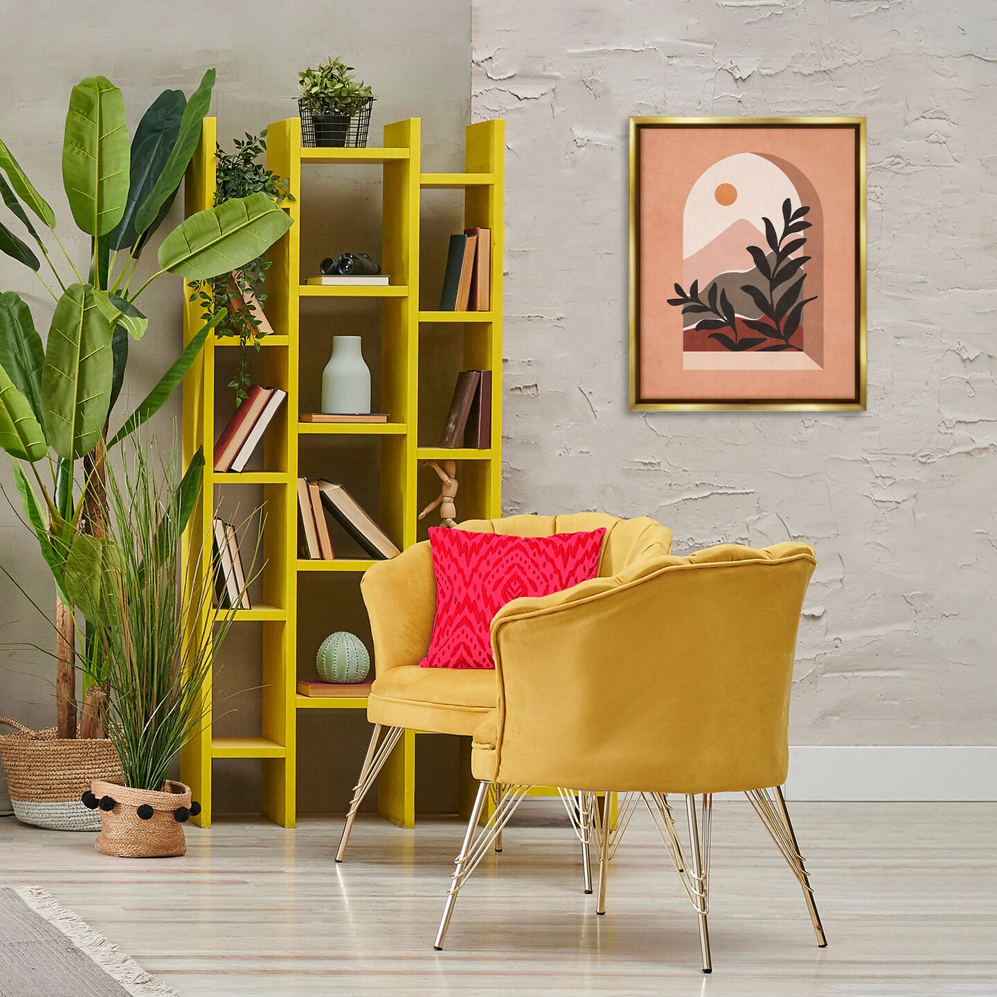Stupell Industries Terracotta Boho Window Framed Floater Canvas Wall Art Design by Nataly White