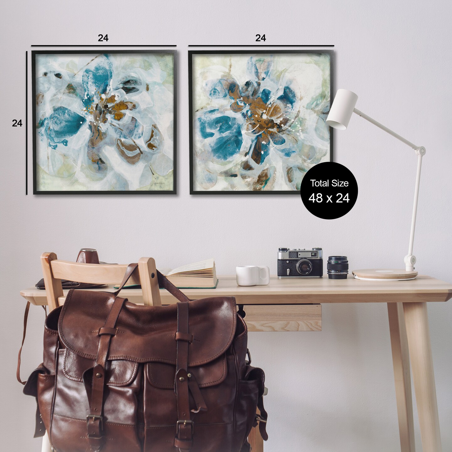 Stupell Industries Teal Abstract Flower Petals 2 pc Framed Giclee Wall Art Set Design by Liz Jardine