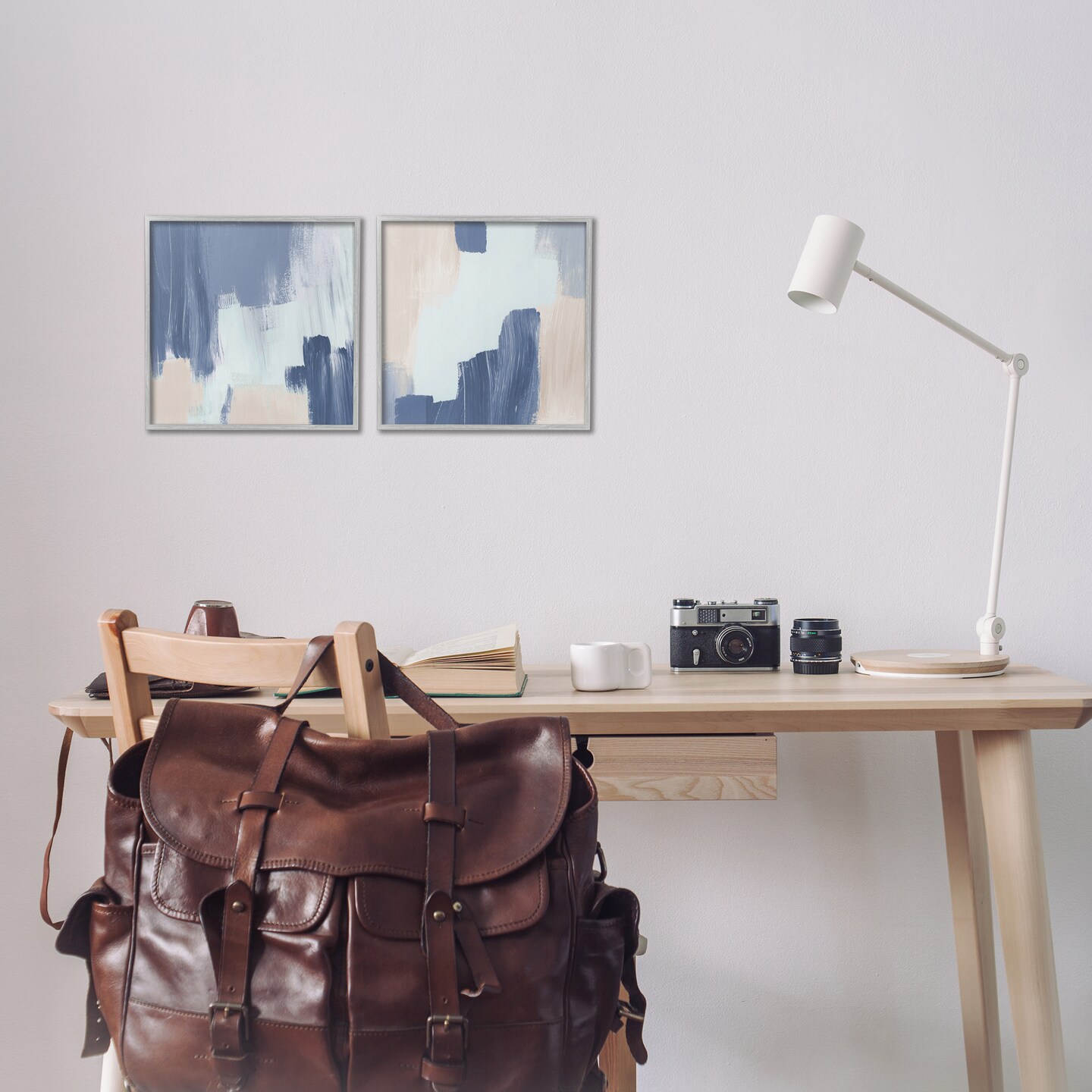 Stupell Industries Restless Blue Brush Strokes 2 pc Framed Giclee Wall Art Set Design by Lucille Price