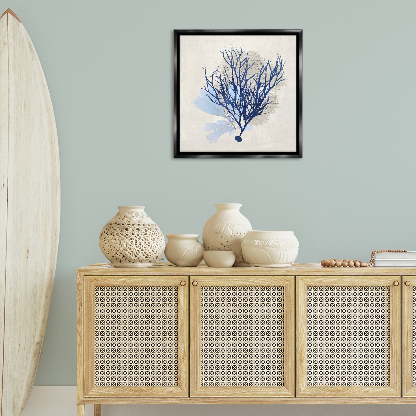 Stupell Industries Modern Coral Branch Framed Floater Canvas Wall Art Design by Susan Arnot