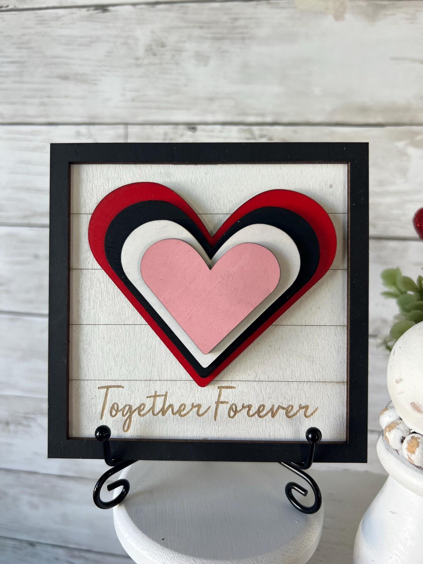 Mini Valentines 3d signs, Valentines Day tiered tray decor