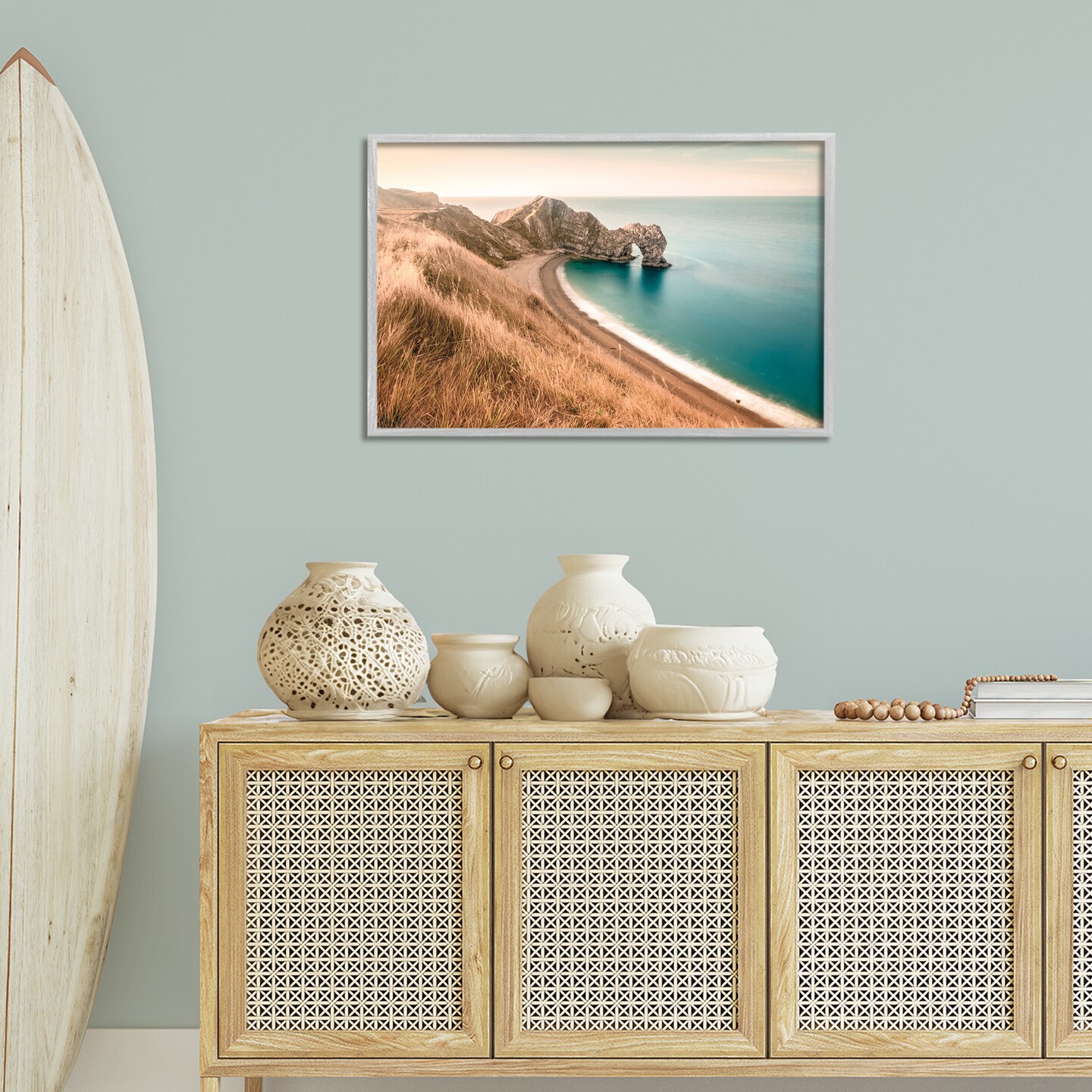 Stupell Industries Beach With Arched Cove Framed Giclee Wall Art Design by Nataly White