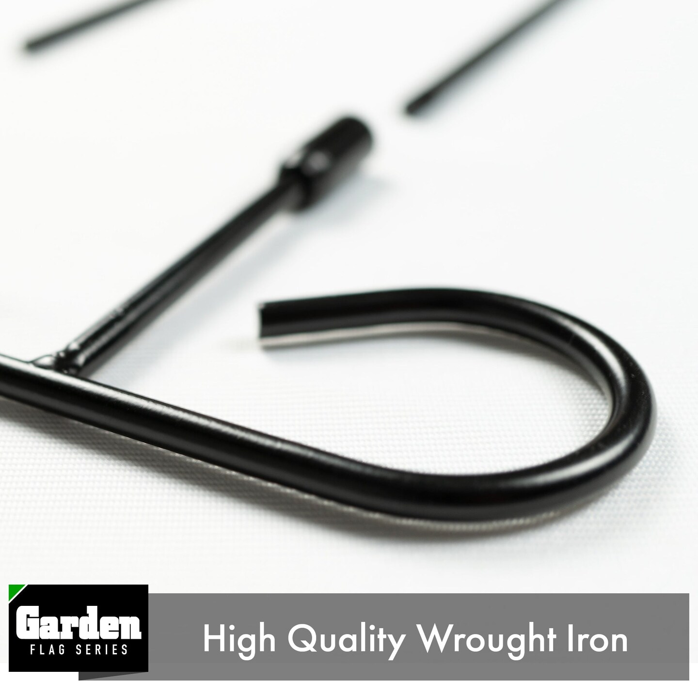 G128 Garden Flag Stand Flagpole | 36&#x22;x15&#x22; | Black Wrought Iron Stand