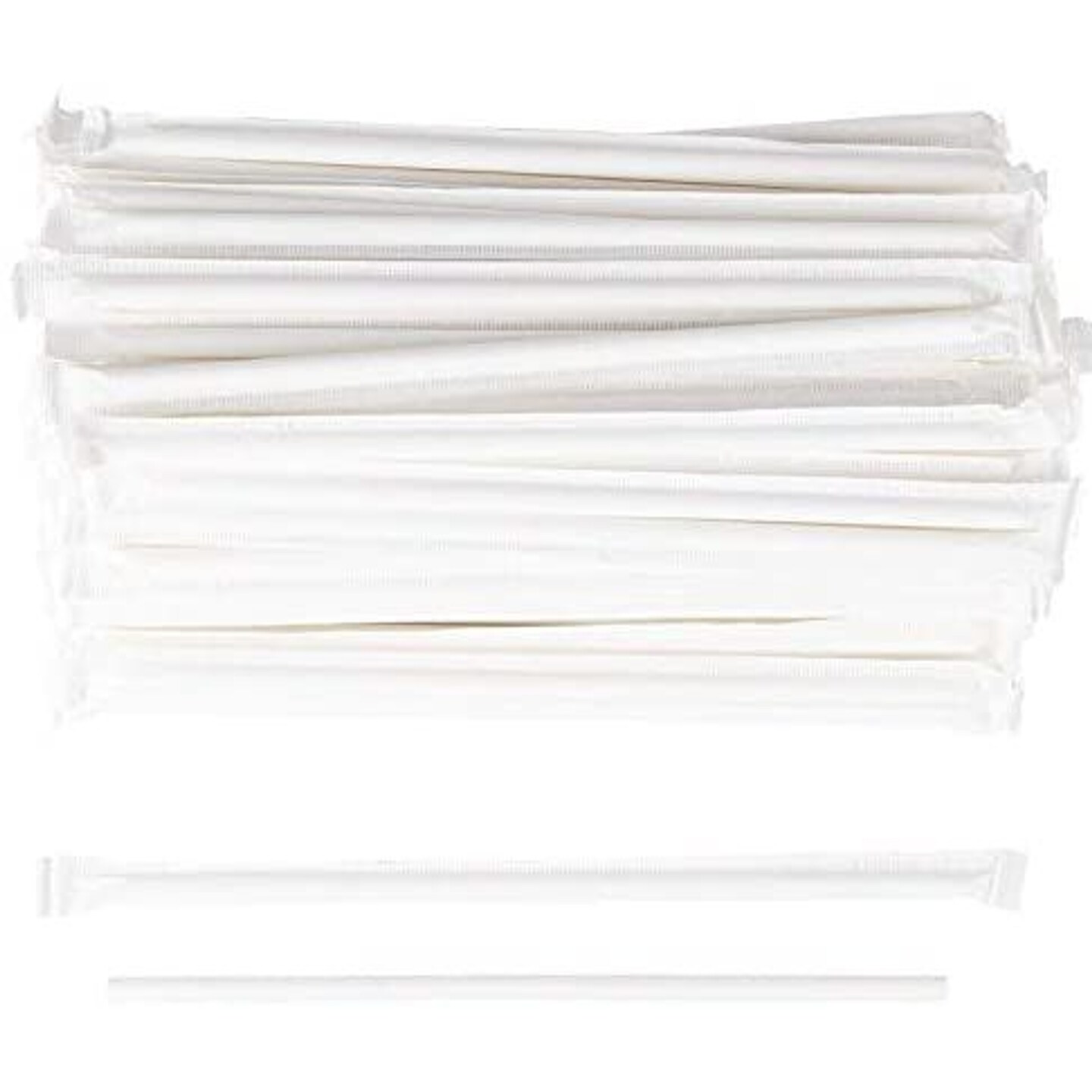 Wrapped White Paper Straws - 250-Pack Disposable Biodegradable Drinking Straws, Individually Packaged, Plain Solid White, Birthday, Wedding, Christmas Party, Restaurant Supplies, 7.75 inches