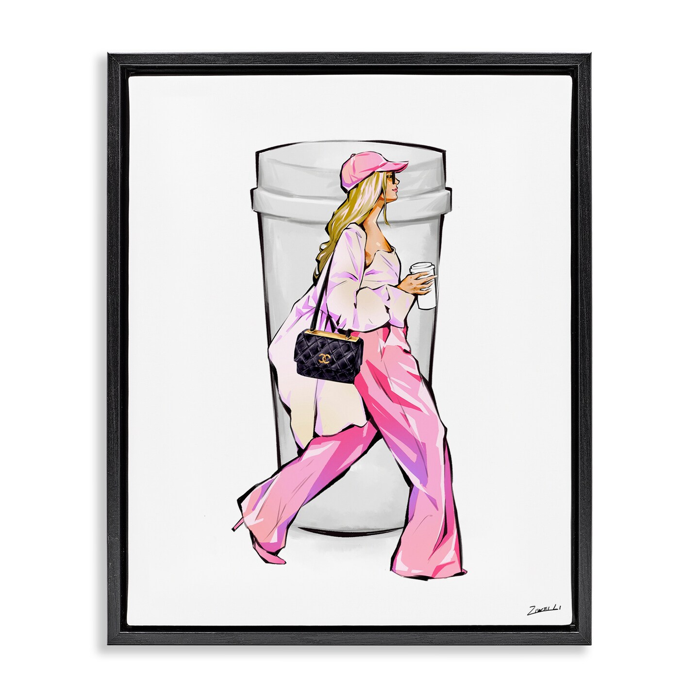 Stupell Industries Morning Coffee Fashionista Framed Floater Canvas Wall Art Design by Ziwei Li