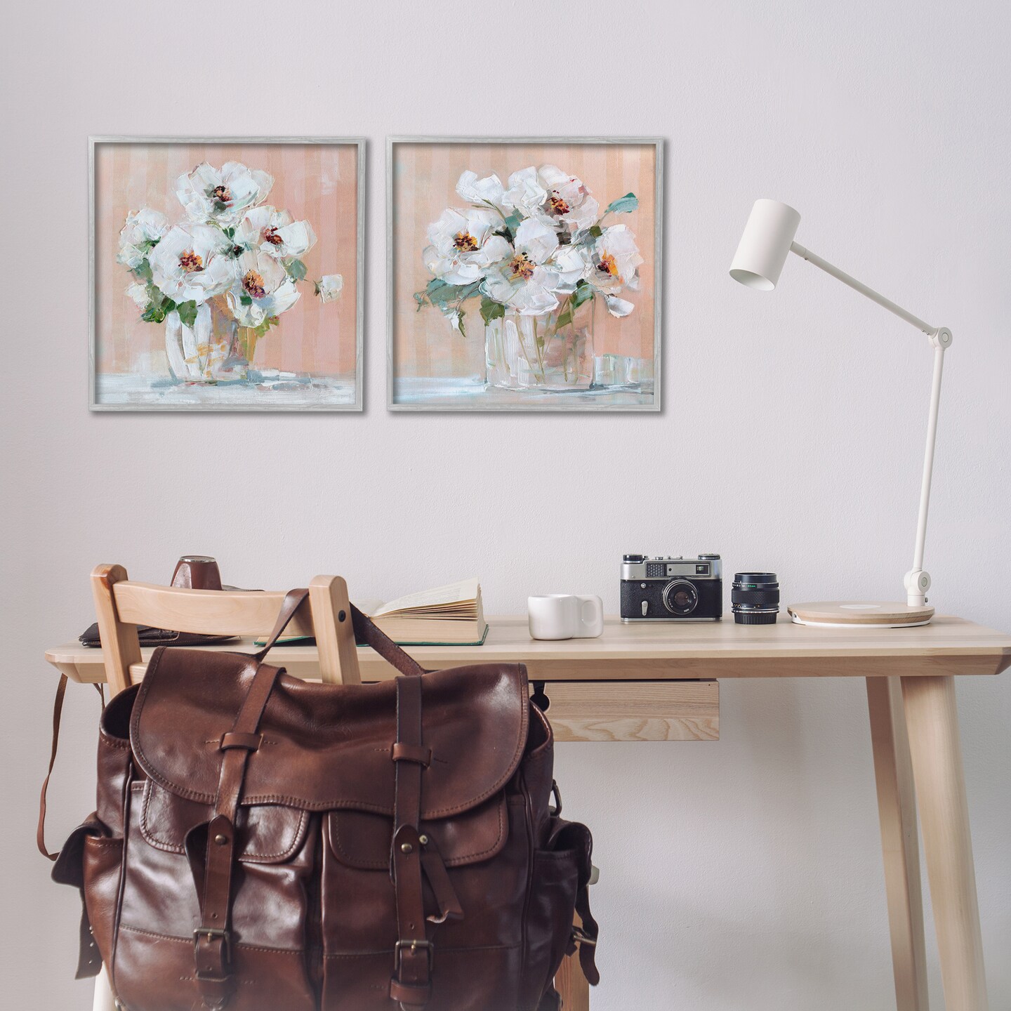 Stupell Industries Abstract Floral Vase 2 pc Framed Giclee Wall Art Set Design by Sally Swatland