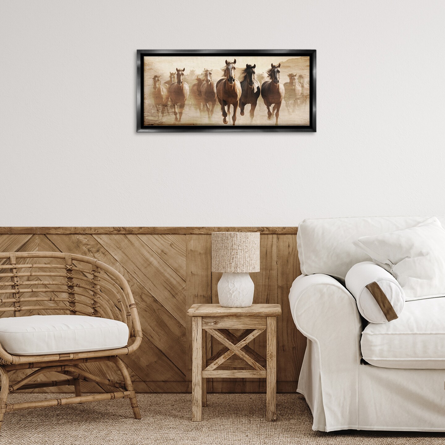 Stupell Industries Rustic Layered Gallop Framed Floater Canvas Wall Art Design by Kim Allen