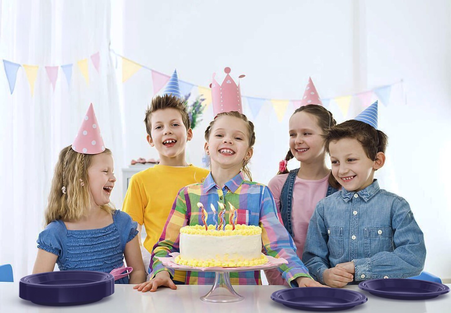 Party Solids Plastic Plates For Party Disposable Plates Heavy Duty Supplies 100 Pcs Plastic Dinnerware Sets Heavy Duty 350 GSM Disposable Dinnerware Set by Exquisite