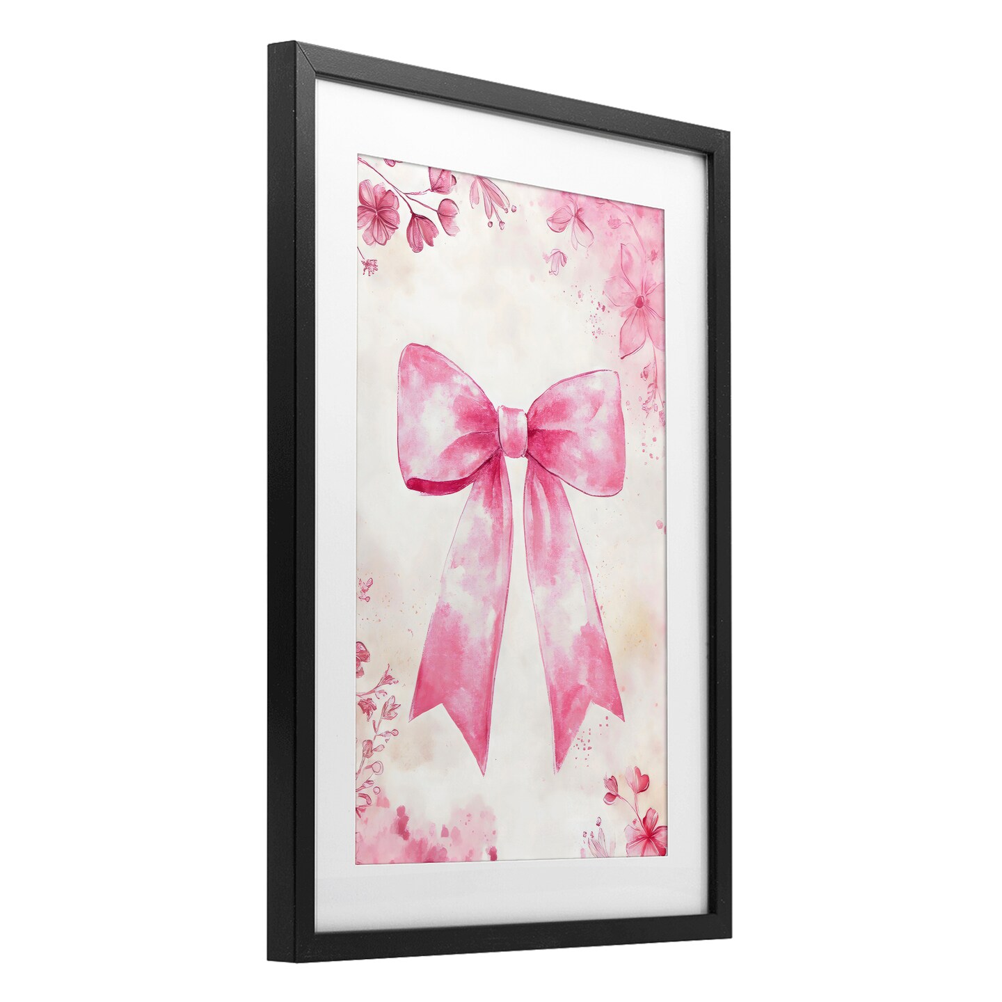Stupell Industries Whimsical Floral Bow Pink & Beige Framed Print Under Glass, design by Creative Studio